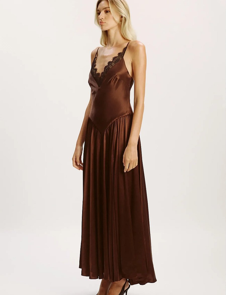 Bardot - ADERIA LACE DETAIL MAXI DRESS - abendkleider - dark choco - 3