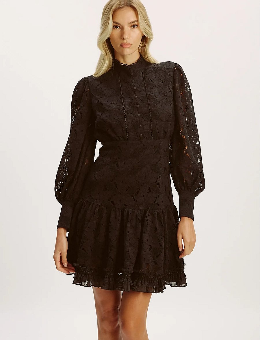Bardot - OLESSIA LACE MINI DRESS - lace dresses - black - 0