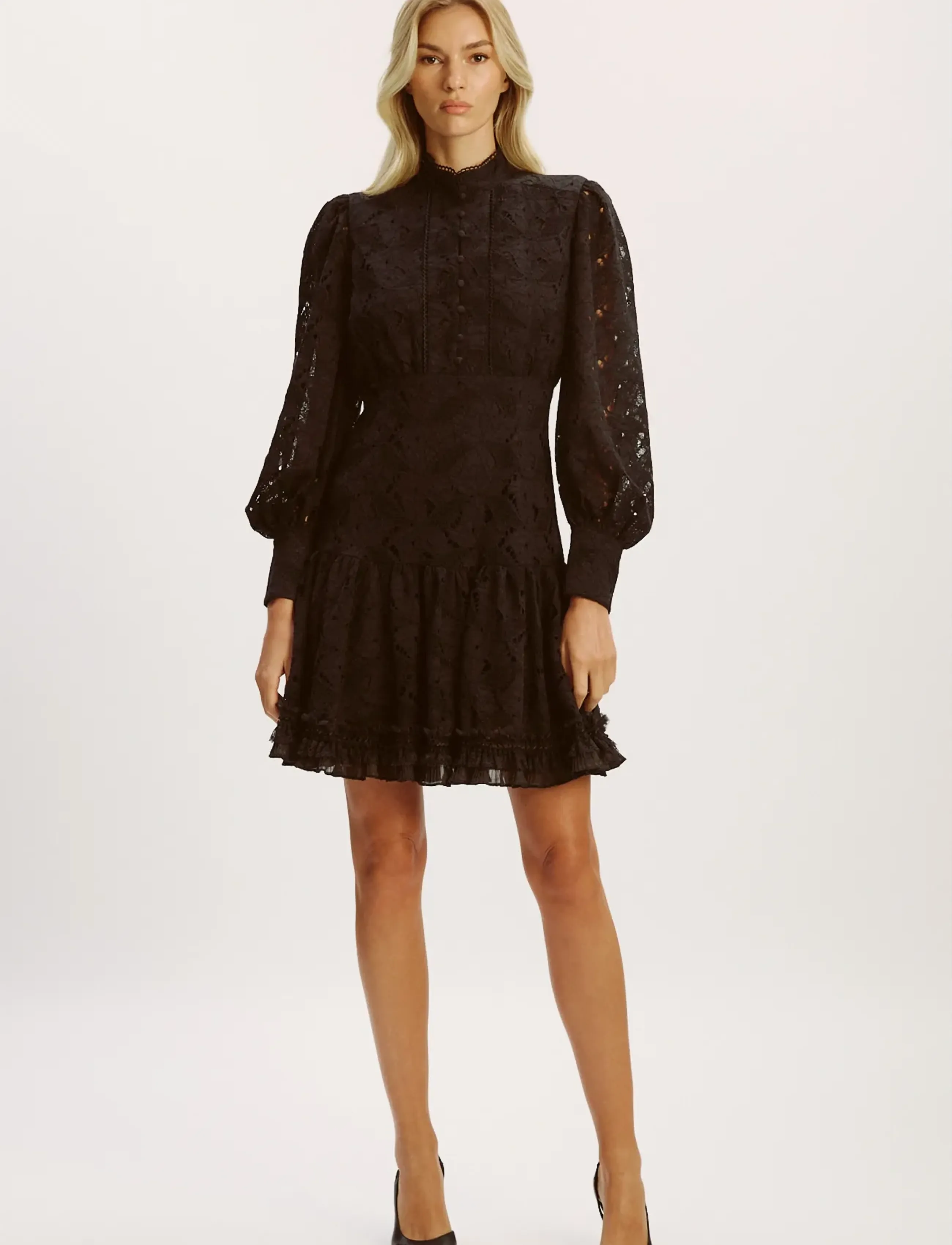 Bardot - OLESSIA LACE MINI DRESS - lace dresses - black - 4
