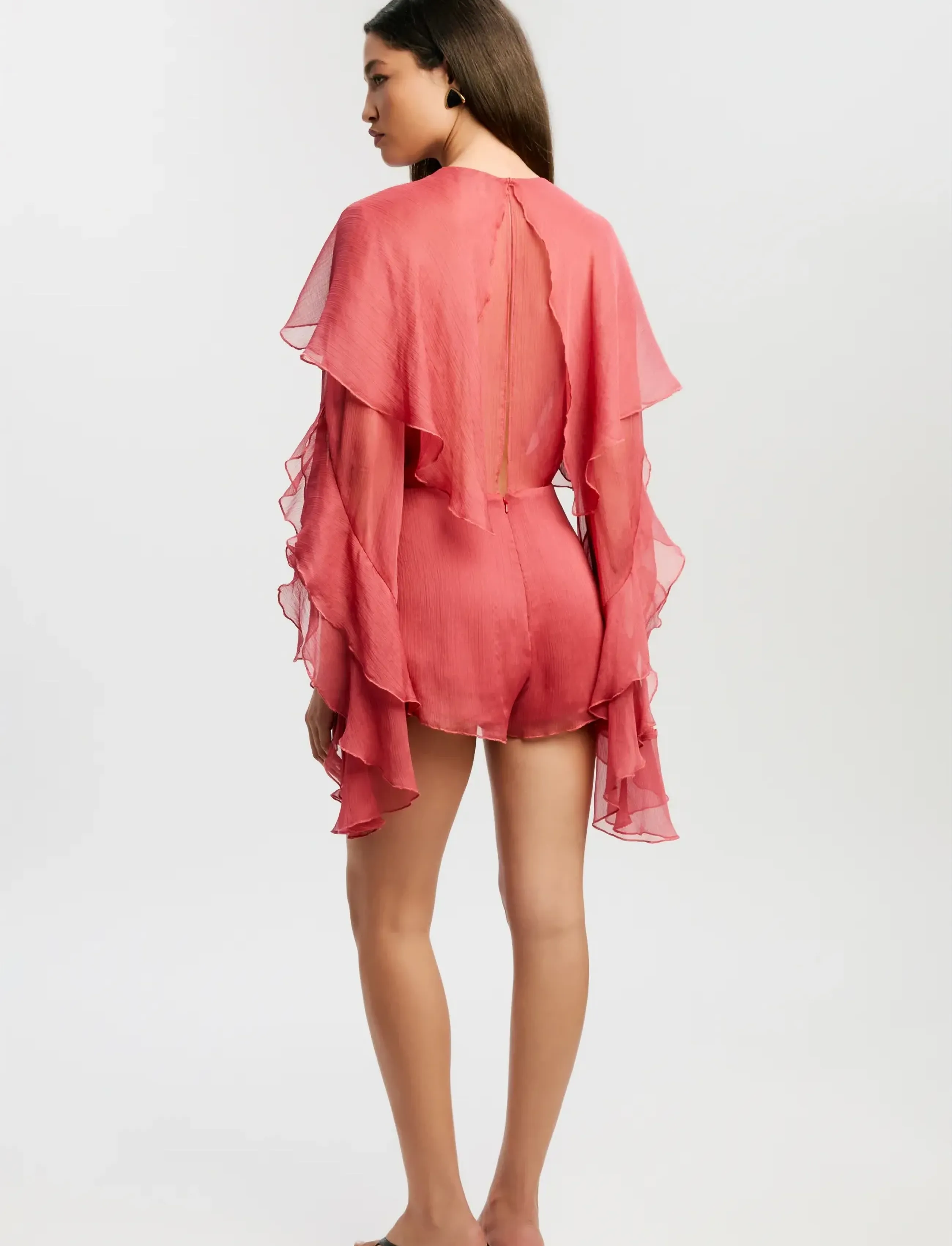 Bardot Carson Ruffle Playsuit, Kvinder, Flæse Playsuit, Pink, Str: 36