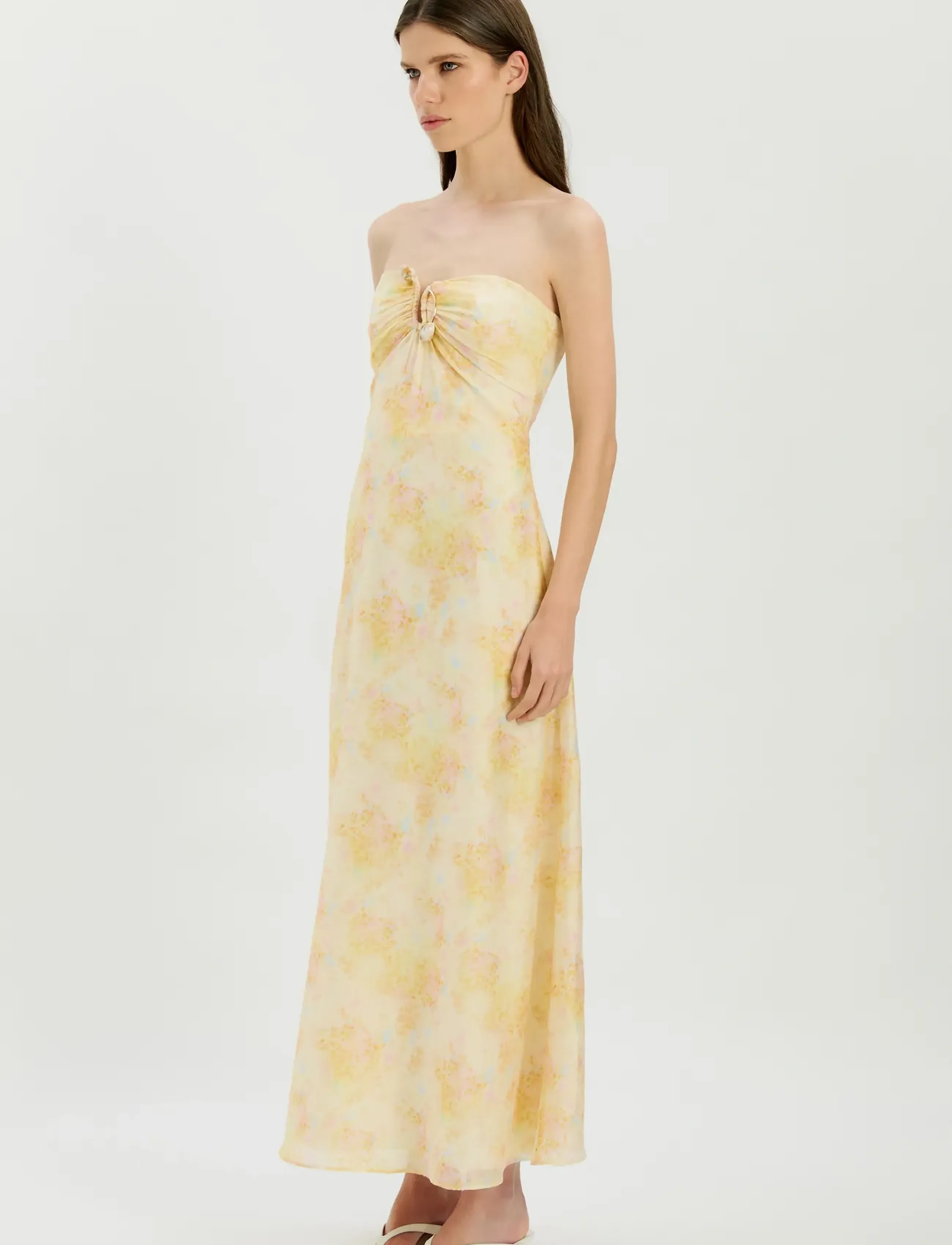 Bardot AMINA STRAPLESS MAXI DRESS - Kleider - YELLOW FLR / yellow
