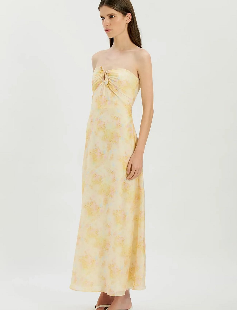 Bardot - AMINA STRAPLESS MAXI DRESS - vasarinės suknelės - yellow flr - 0