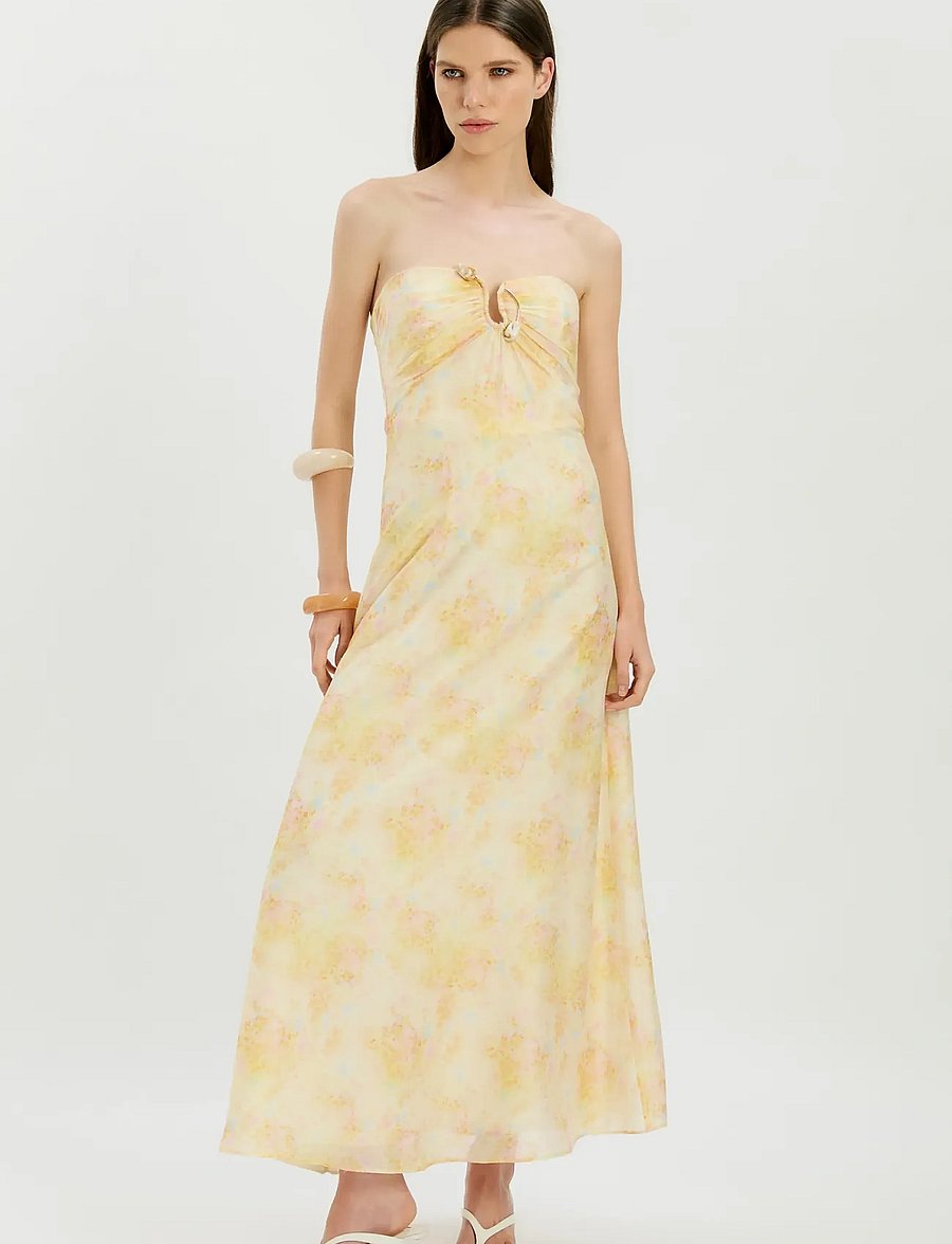 Bardot - AMINA STRAPLESS MAXI DRESS - vasarinės suknelės - yellow flr - 4