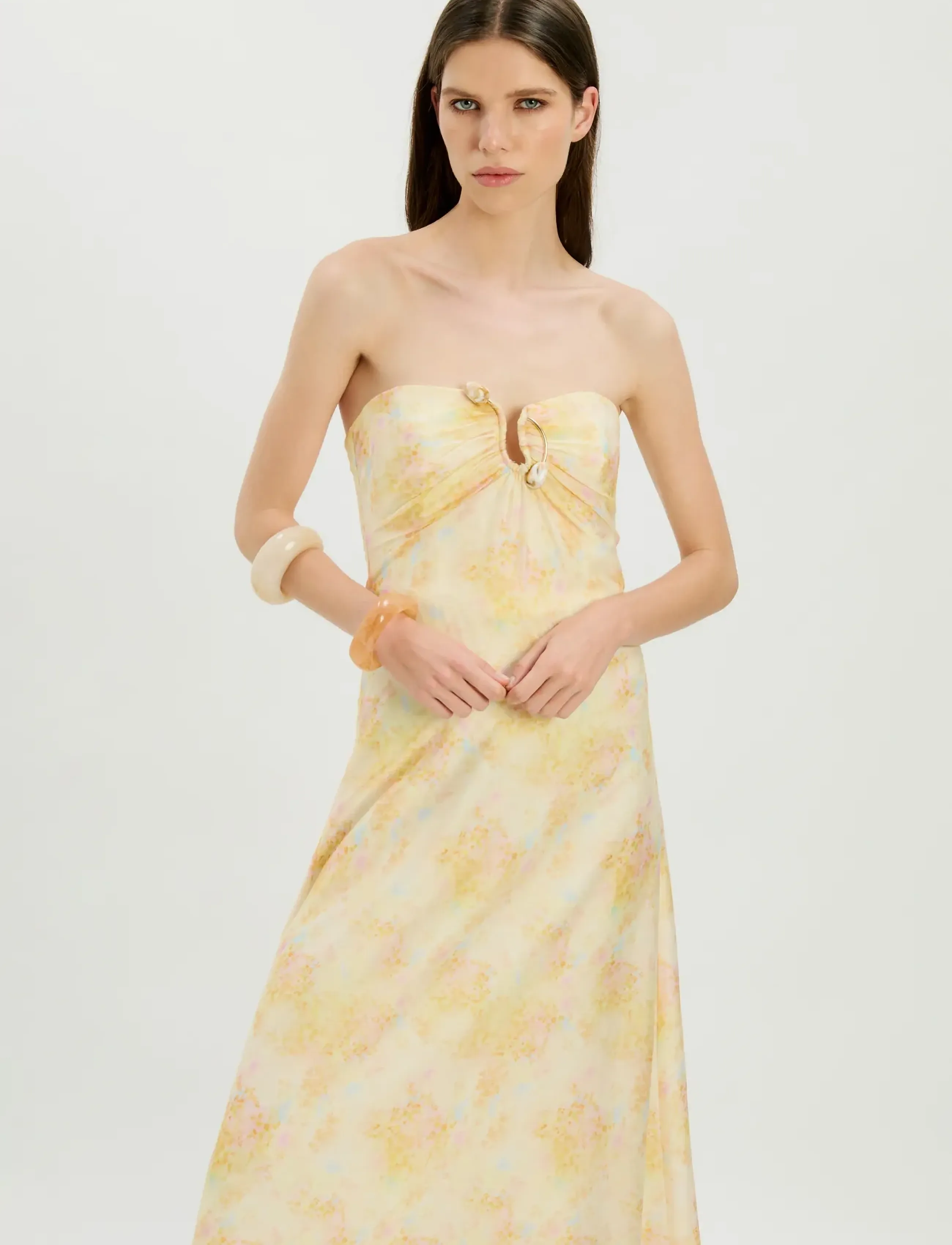 Bardot - AMINA STRAPLESS MAXI DRESS - summer dresses - yellow flr - 5
