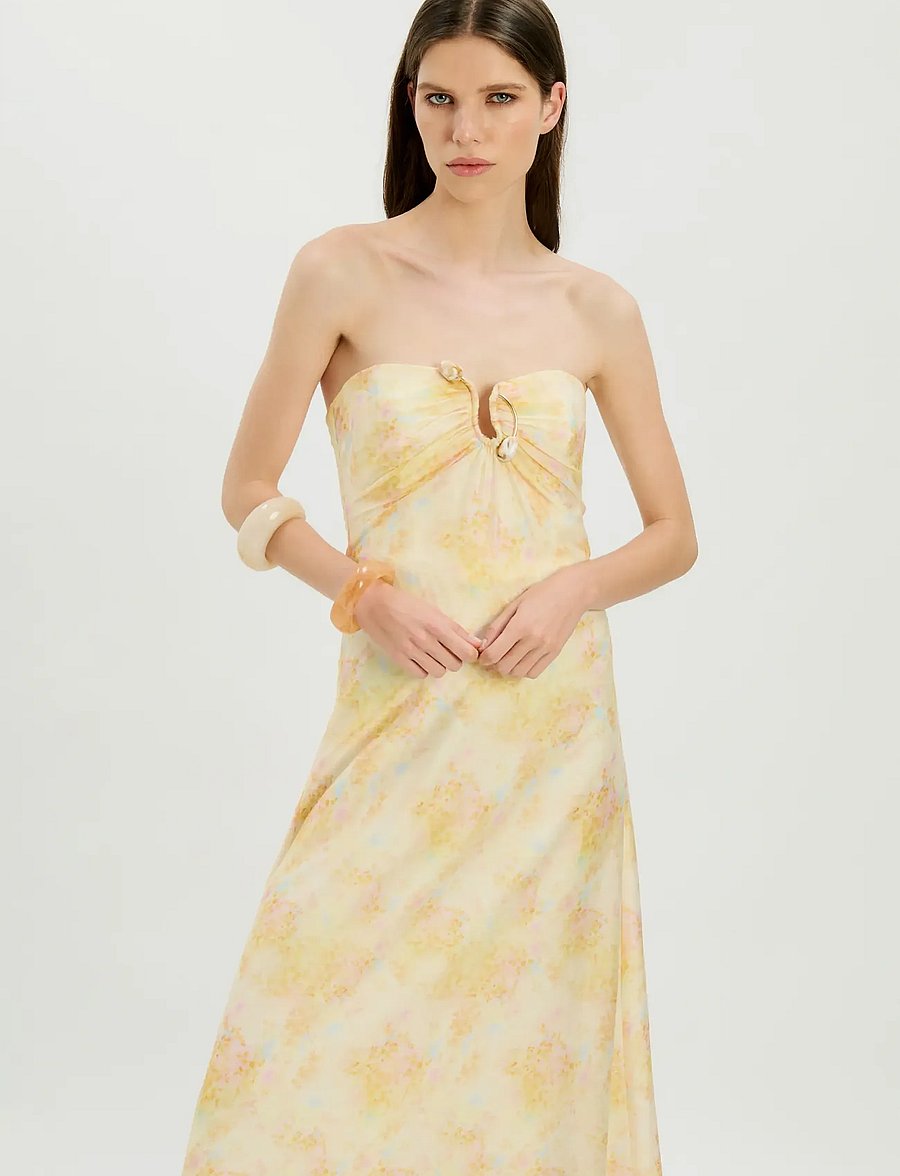 Bardot - AMINA STRAPLESS MAXI DRESS - vasarinės suknelės - yellow flr - 5