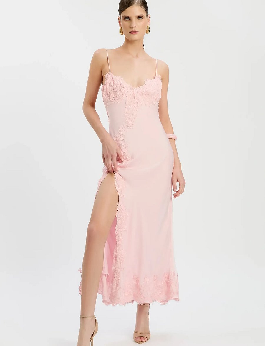 Bardot - ALERIE LACE SATIN MAXI DRESS - robes de dentelle - petal pink - 0