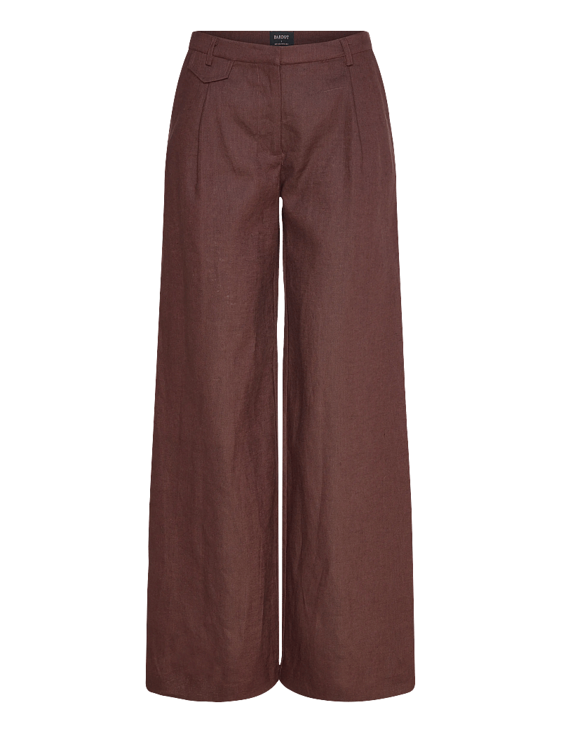 Bardot - GEORDY HIPSTER LINEN PANT - bukser med brede ben - chocolate - 1