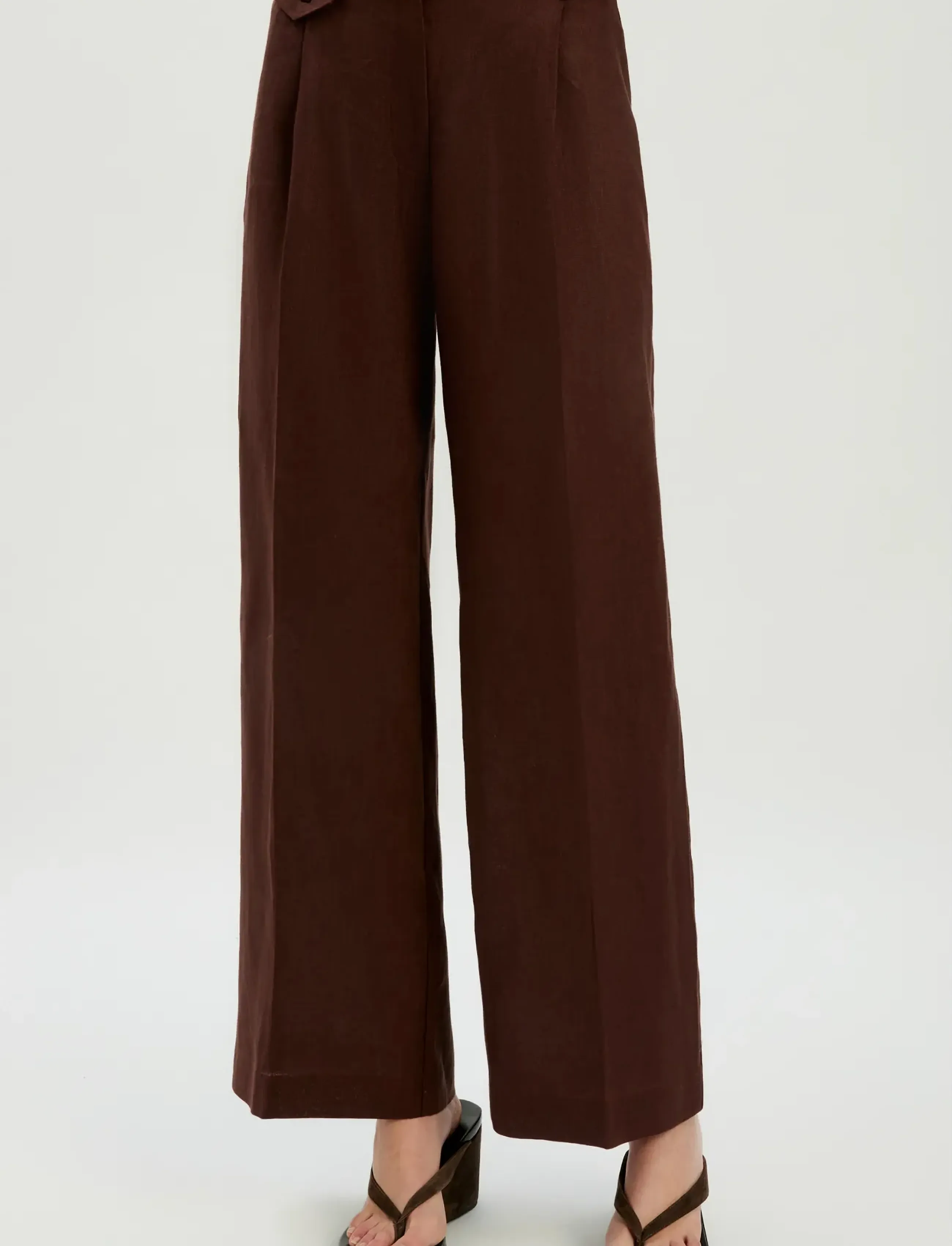 Bardot Geordy Hipster Linen Pant, 38, Trousers, Braun - Wide Leg, Frauen