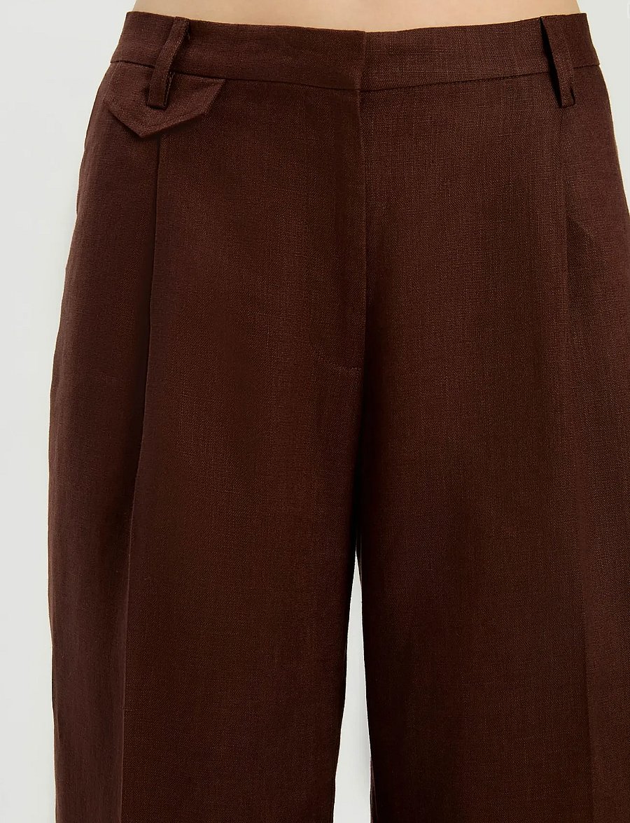 Bardot - GEORDY HIPSTER LINEN PANT - hosen mit weitem bein - chocolate - 3