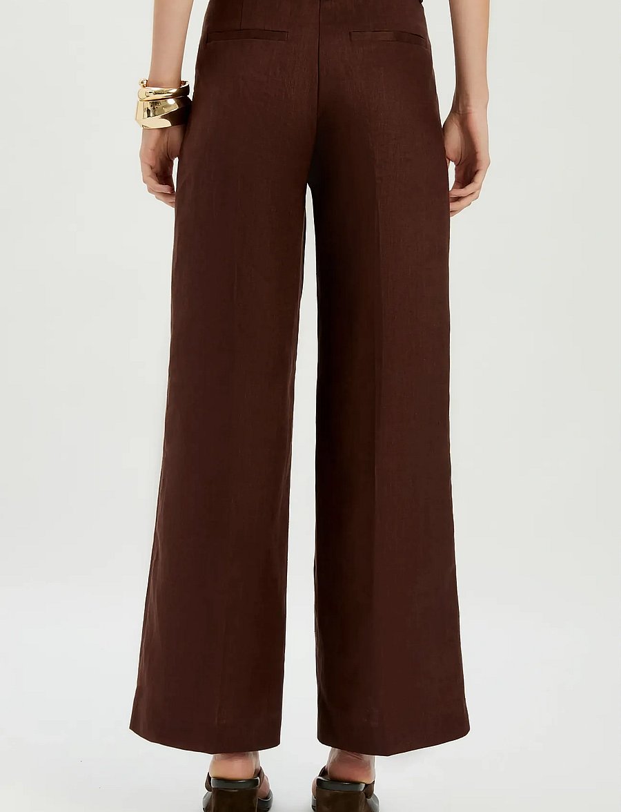 Bardot - GEORDY HIPSTER LINEN PANT - hosen mit weitem bein - chocolate - 4