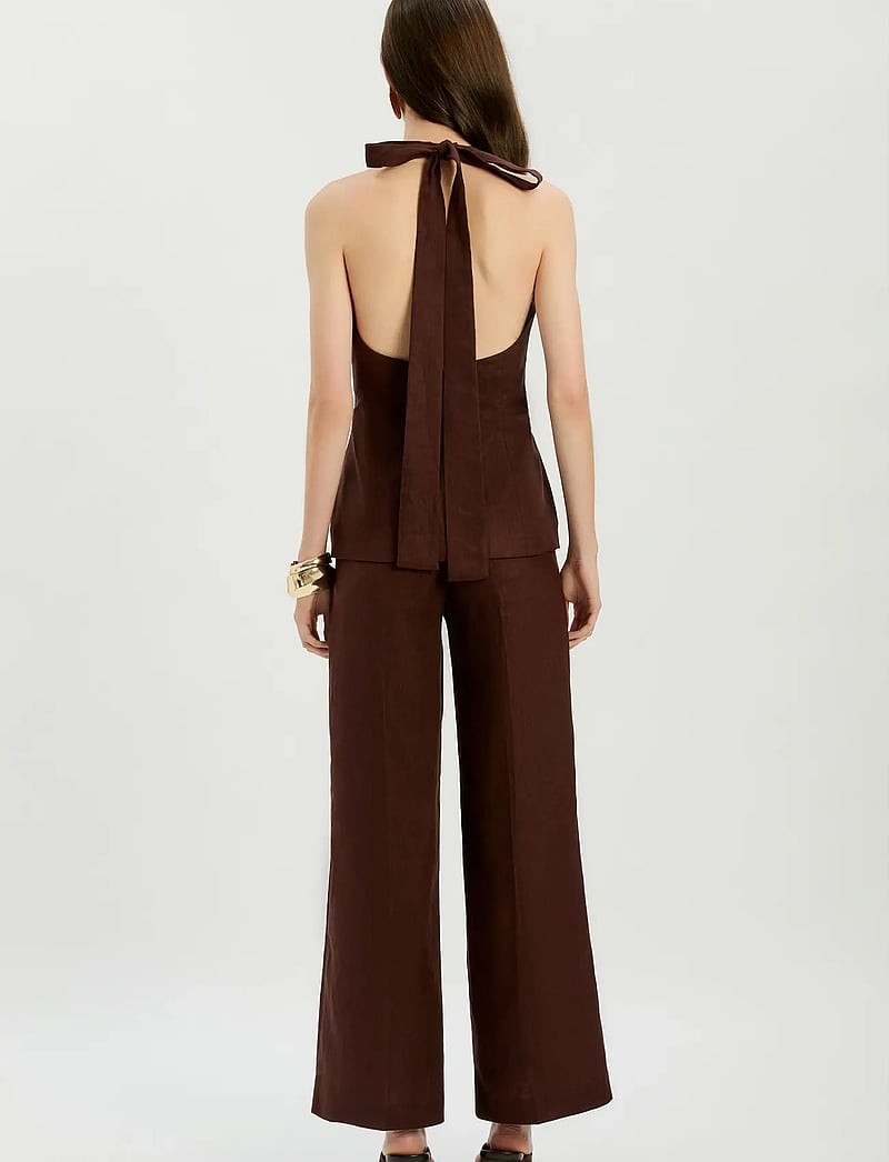 Bardot - GEORDY HIPSTER LINEN PANT - bukser med brede ben - chocolate - 5
