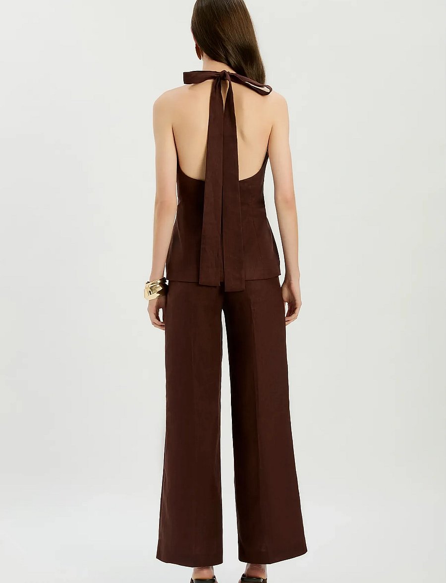 Bardot - GEORDY HIPSTER LINEN PANT - hosen mit weitem bein - chocolate - 5