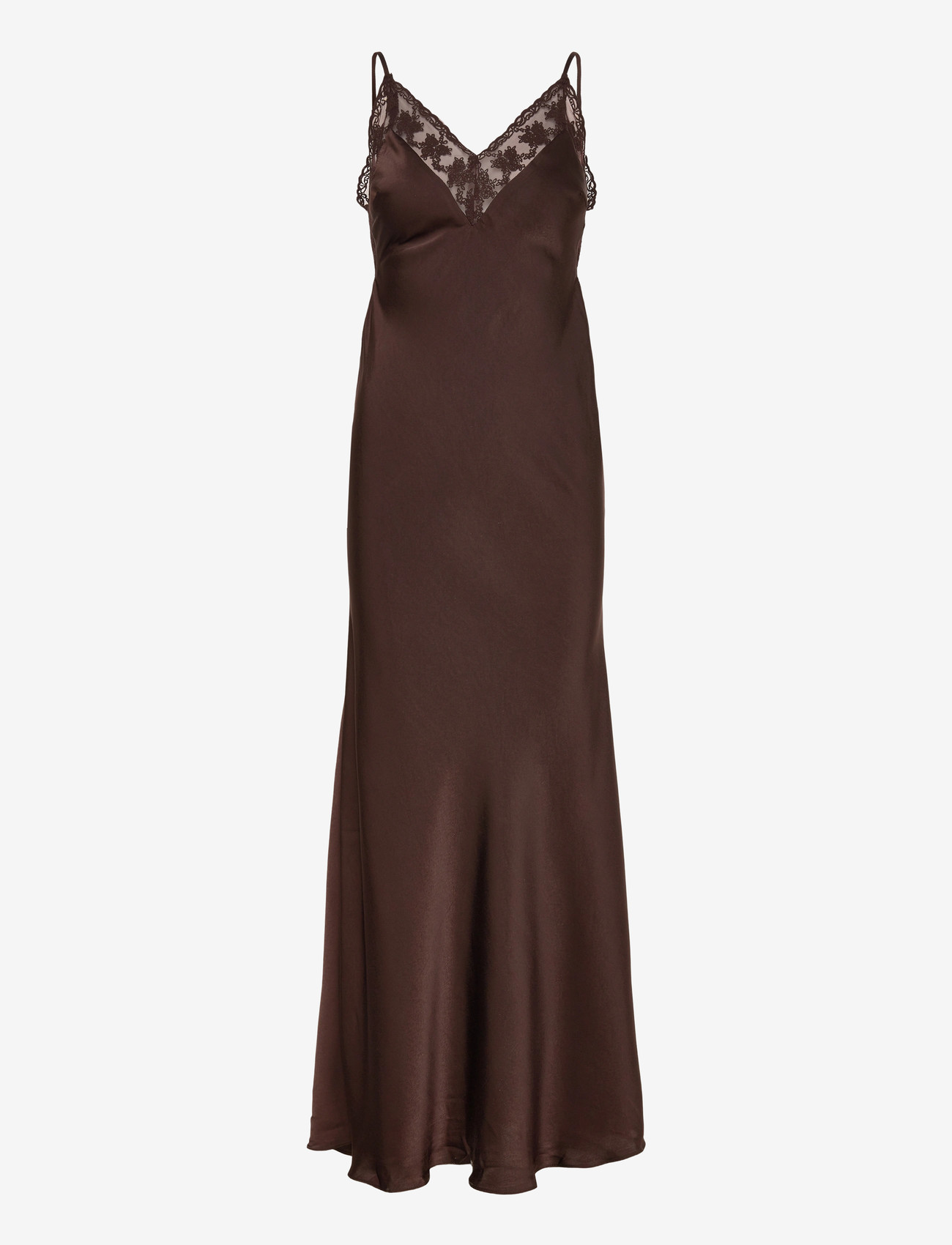 Bardot - BONITA LACE TRIM MAXI DRESS - slip dresses - dark choco - 1