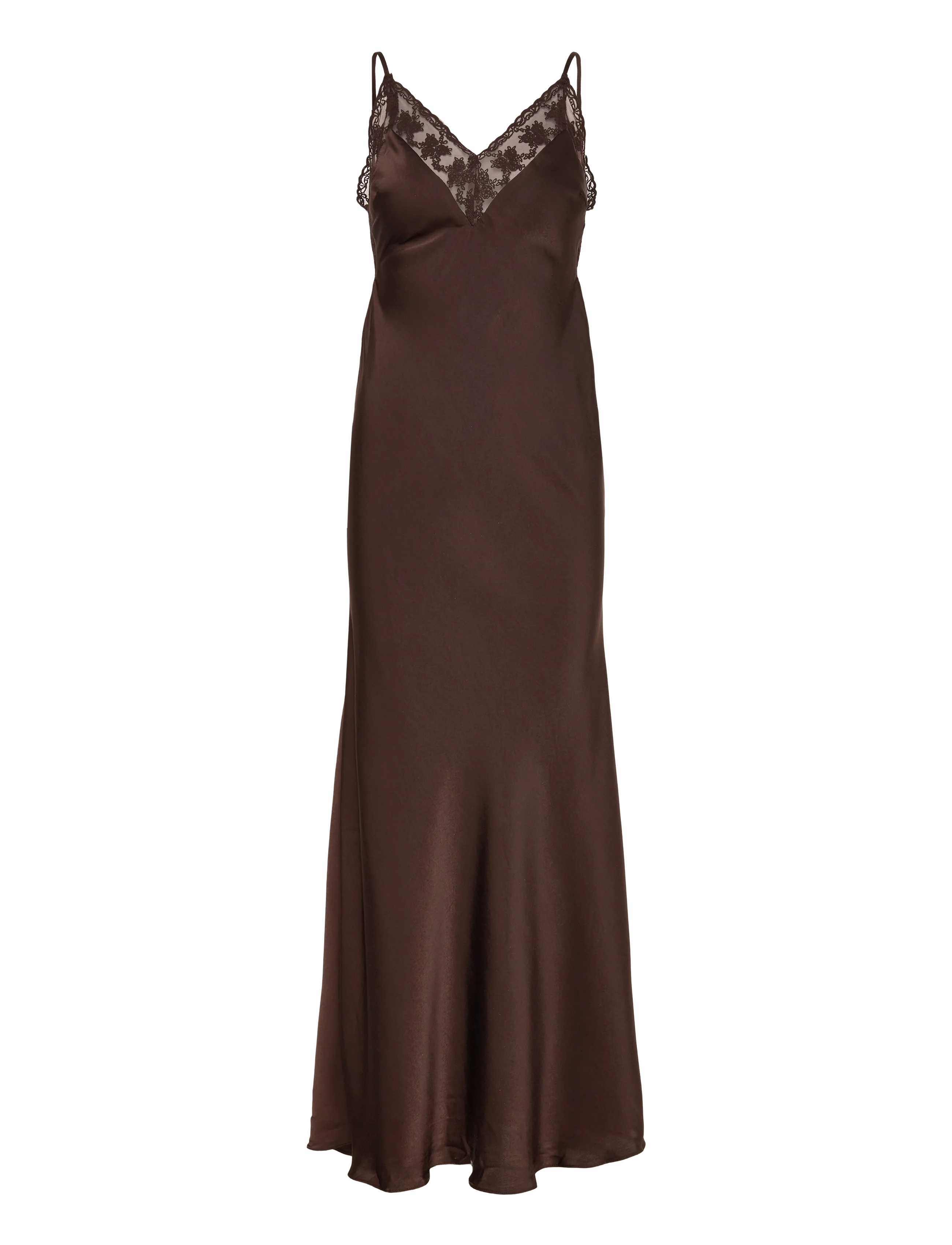 BONITA LACE TRIM MAXI DRESS - DARK CHOCO