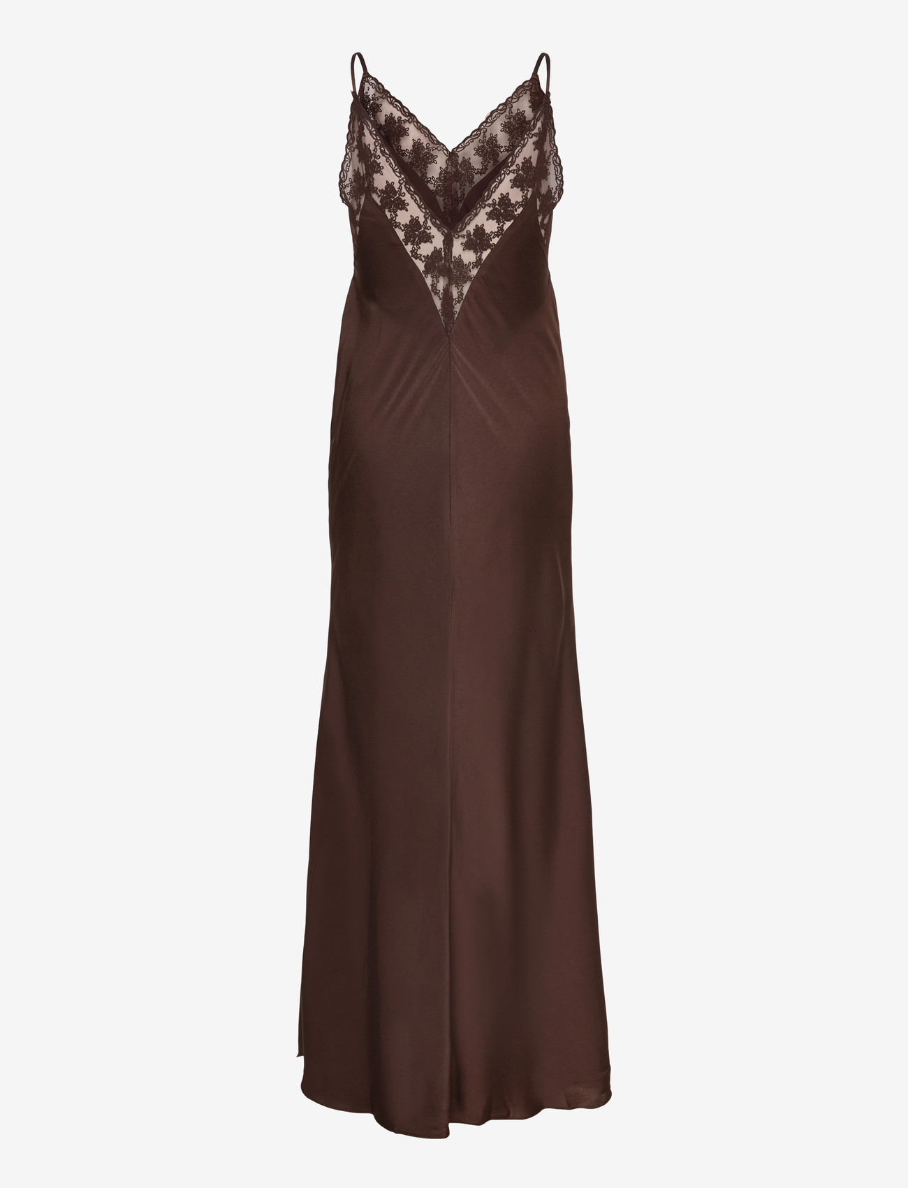 Bardot - BONITA LACE TRIM MAXI DRESS - slip dresses - dark choco - 2