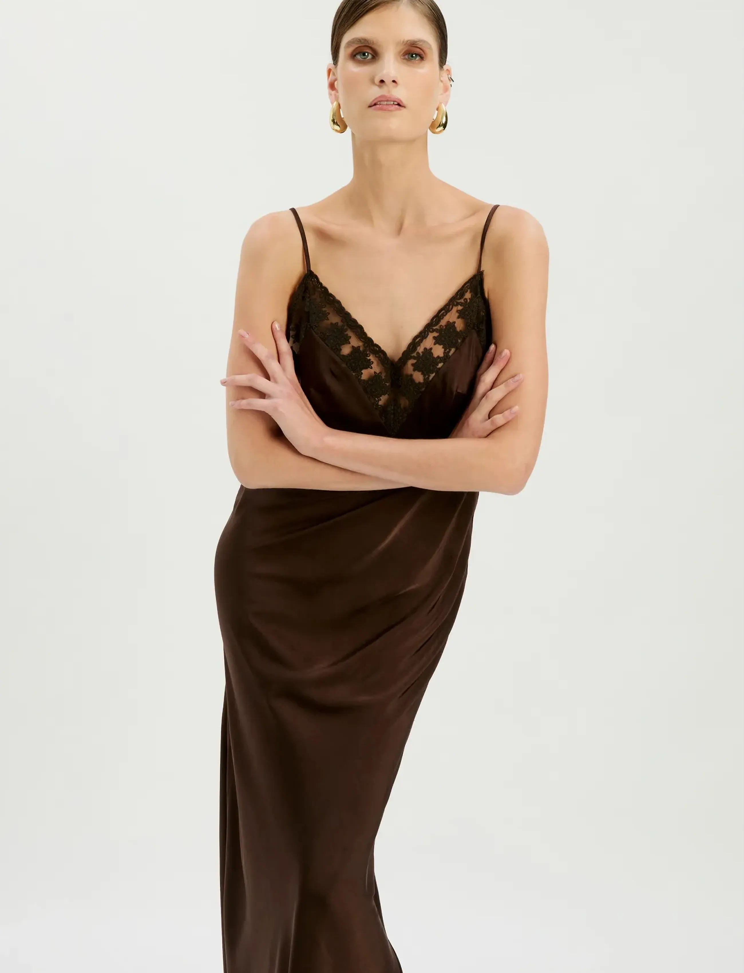 Bardot - BONITA LACE TRIM MAXI DRESS - Õlapaeltega kleidid - dark choco - 3