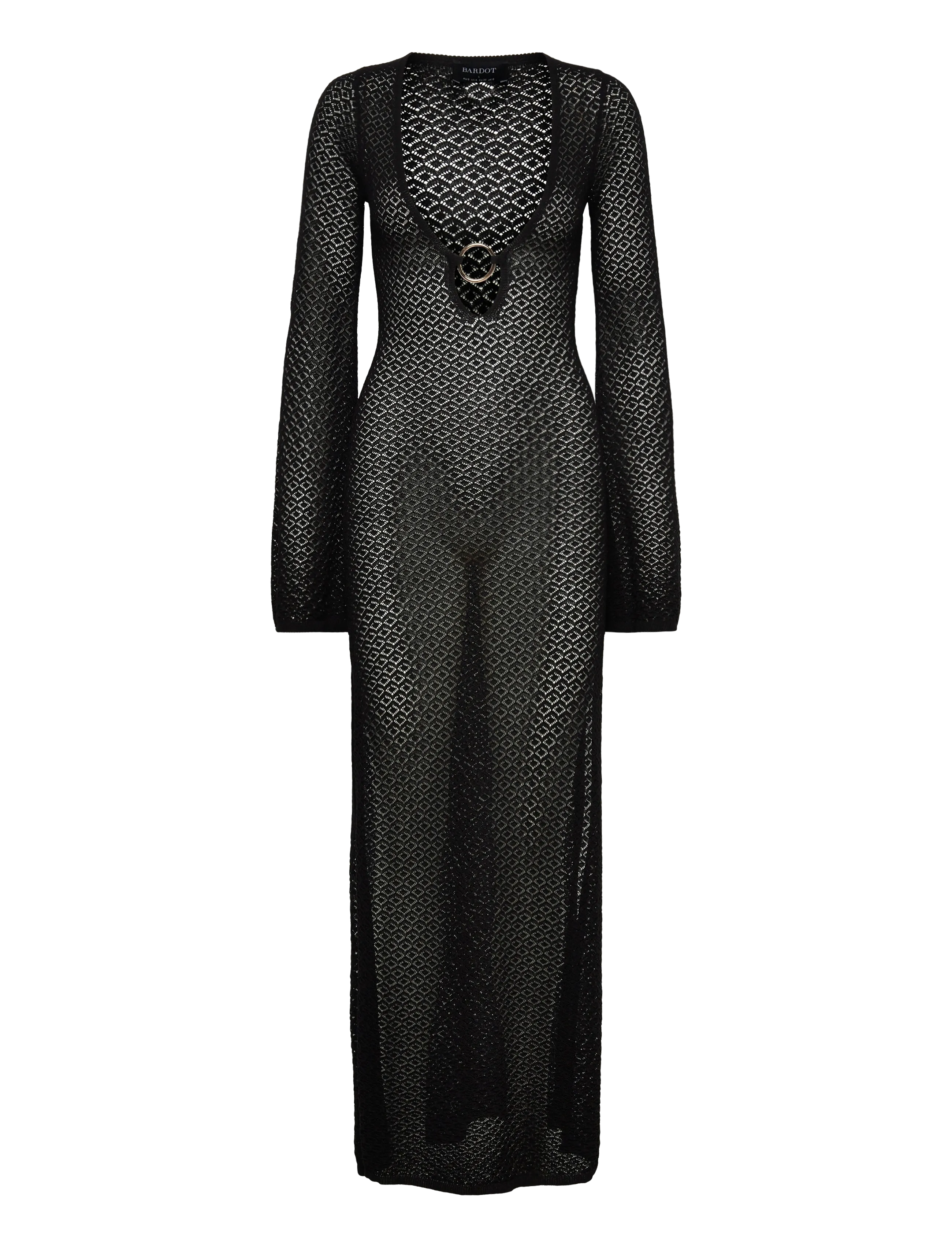 BARDOT Bryn Crochet Maxi Kleid Schwarz - 40 - Damen