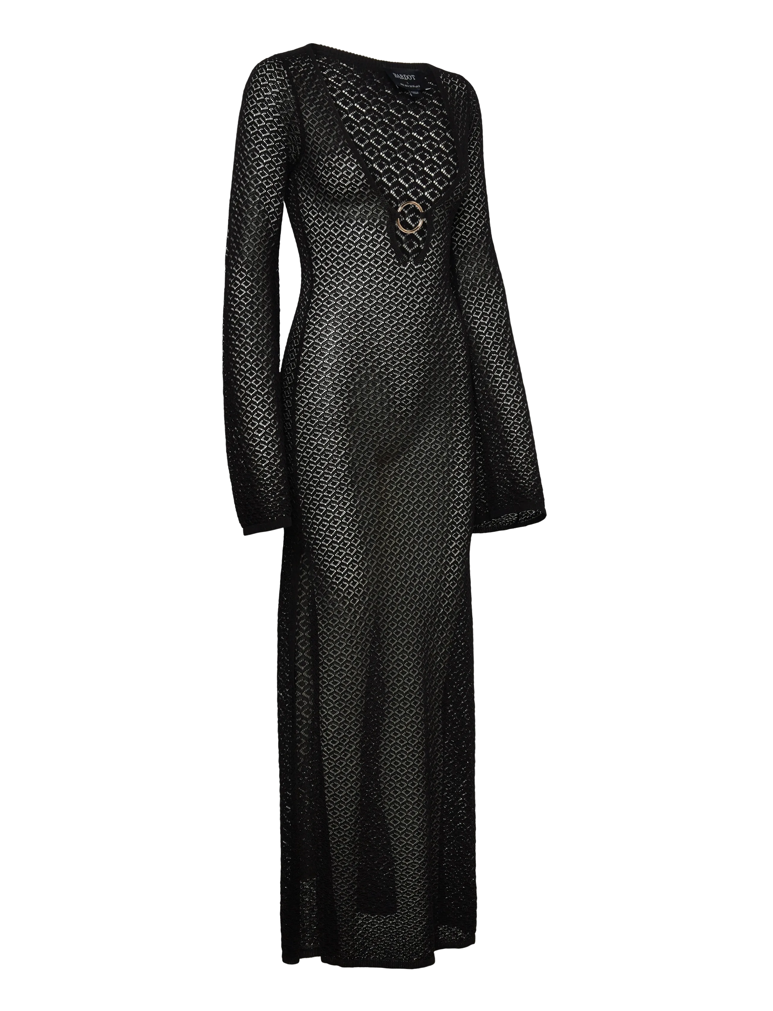 Bardot - BRYN CROCHET MAXI DRESS - knitted dresses - black - 3