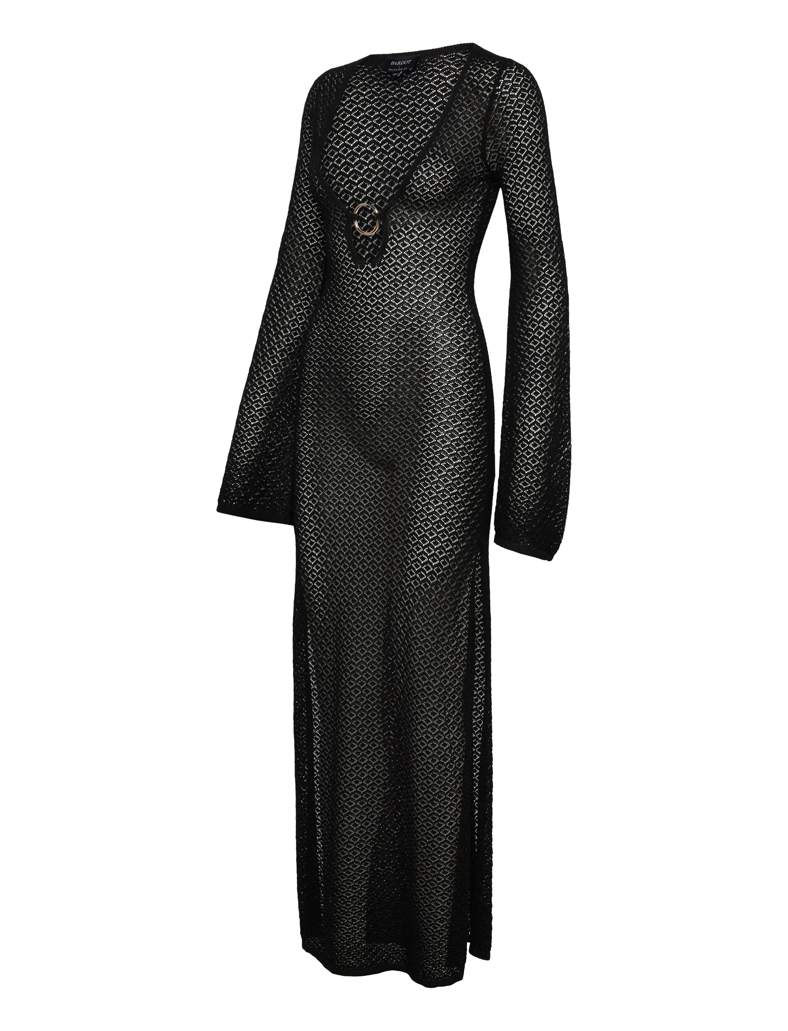 Bardot - BRYN CROCHET MAXI DRESS - knitted dresses - black - 4