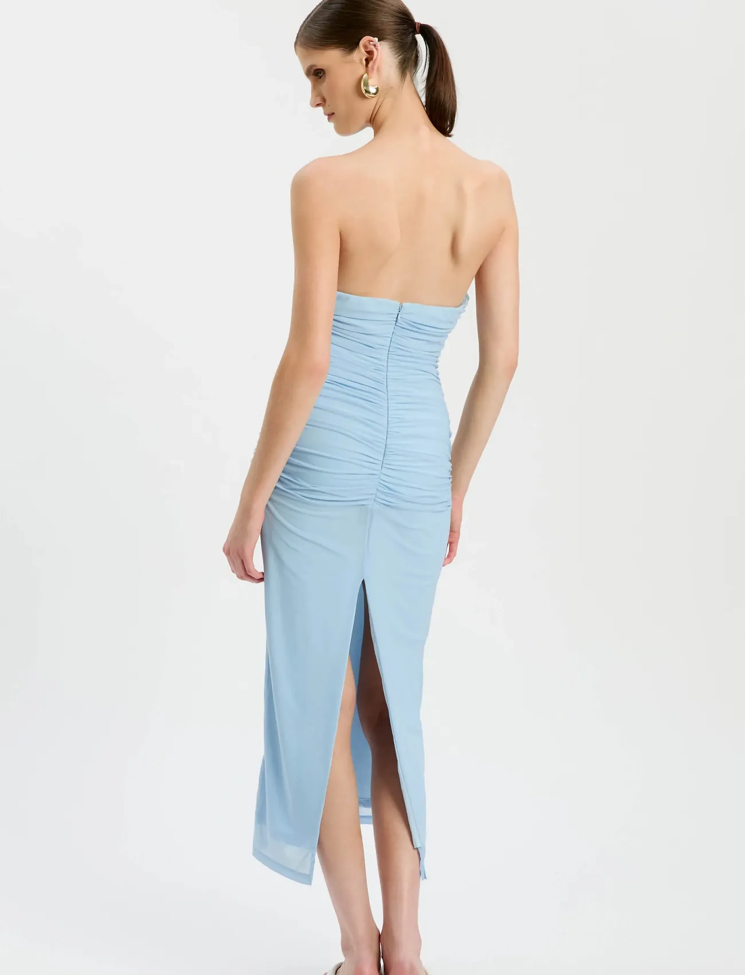 Bardot Julane Mesh Midi Dress, M, Blue, Kjoler > Knælange Og Midi, Dame