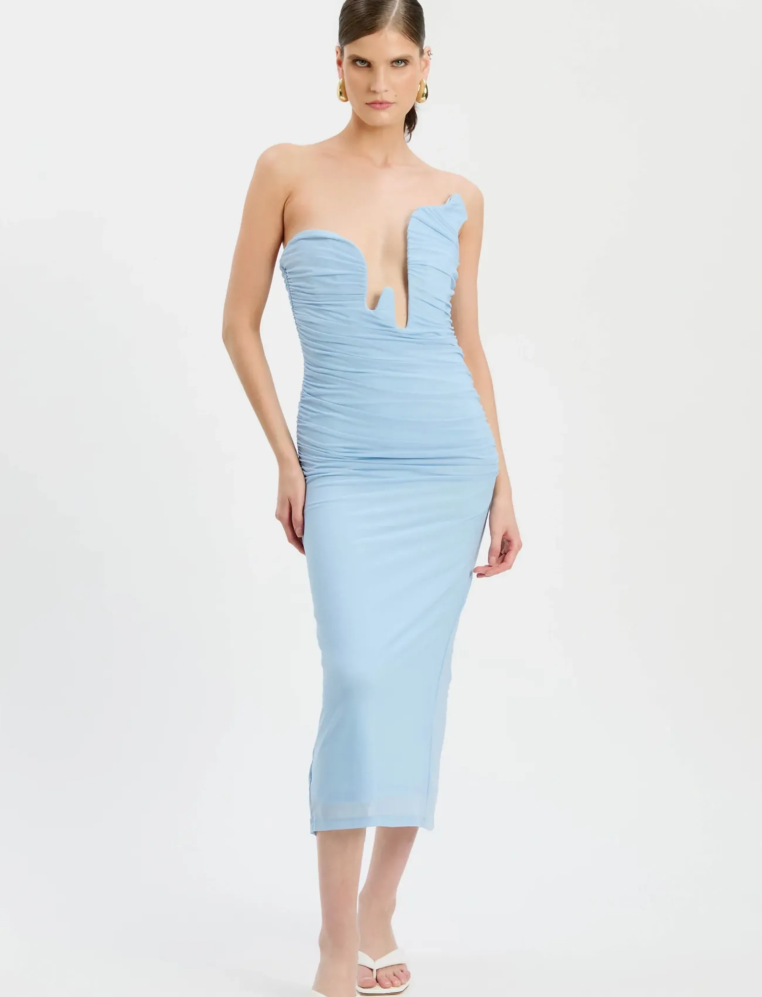 Bardot - JULANE MESH MIDI DRESS - midikleidid - soft blue - 3
