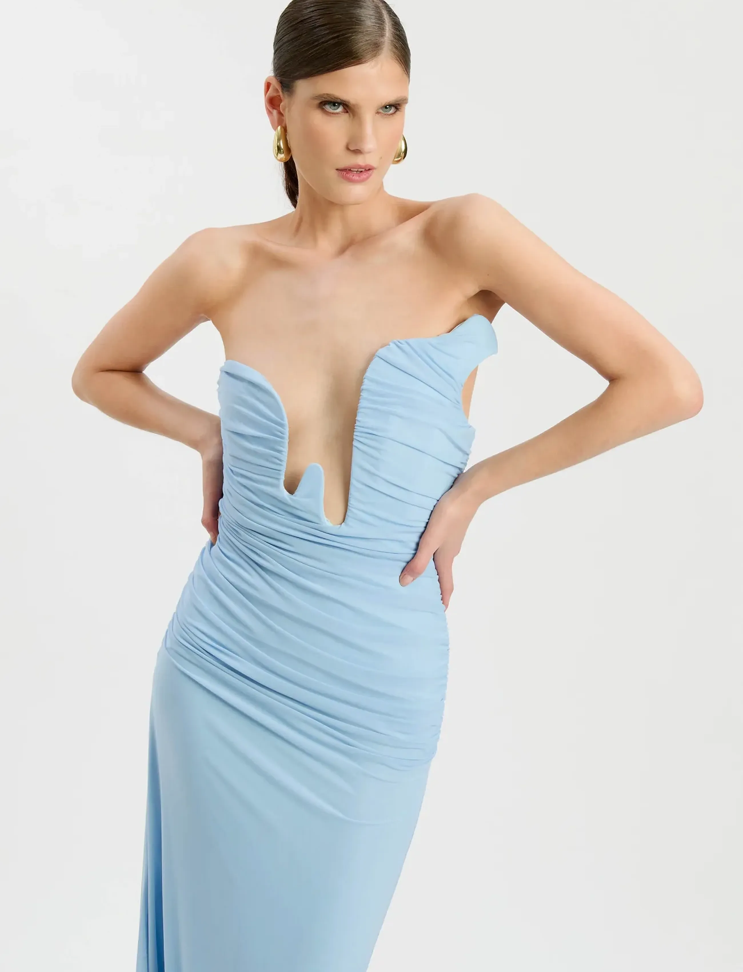 Bardot - JULANE MESH MIDI DRESS - midikleidid - soft blue - 4