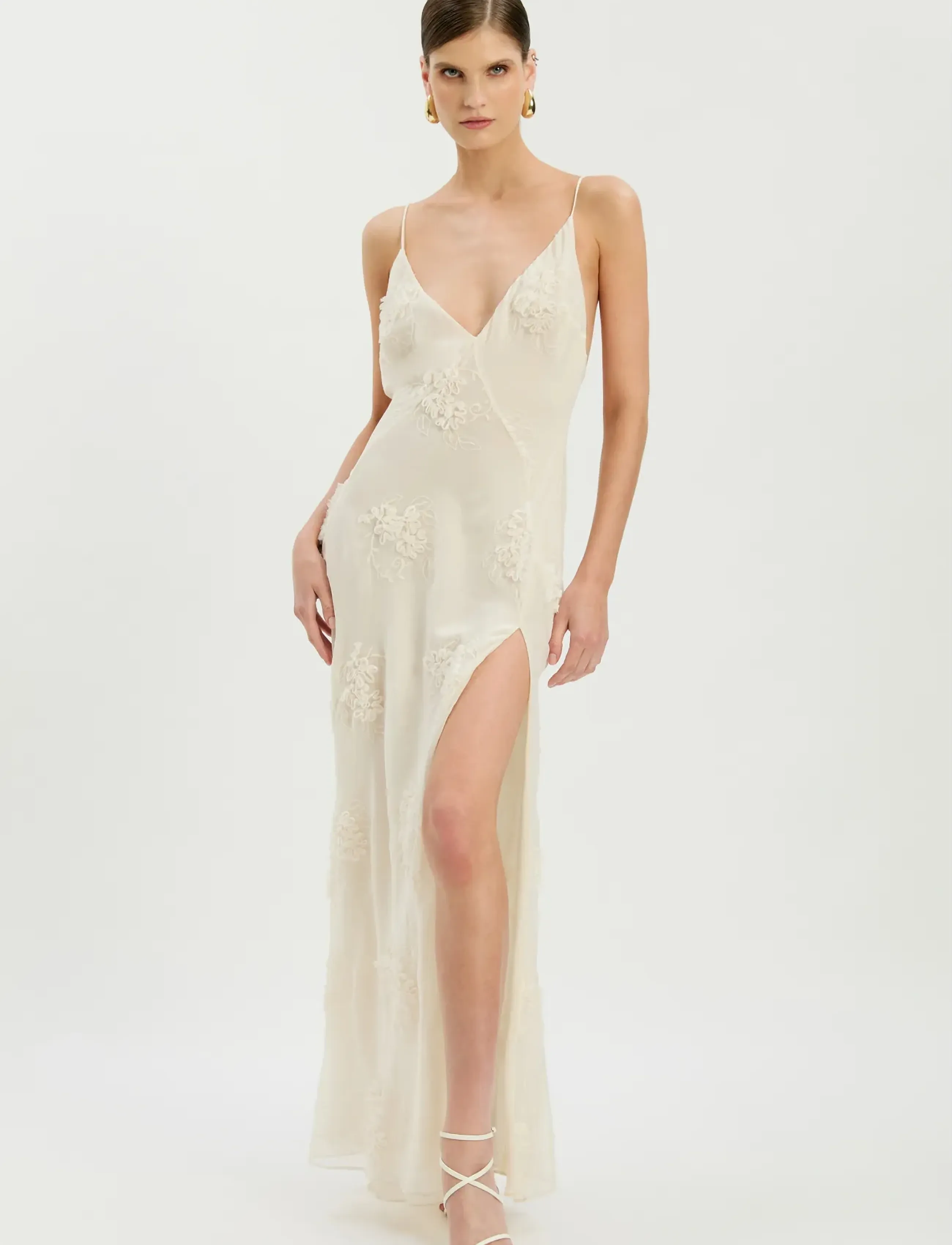 Bardot Romaya V Neck Maxi Dress, 40, Dresses, Weiß - Frauen