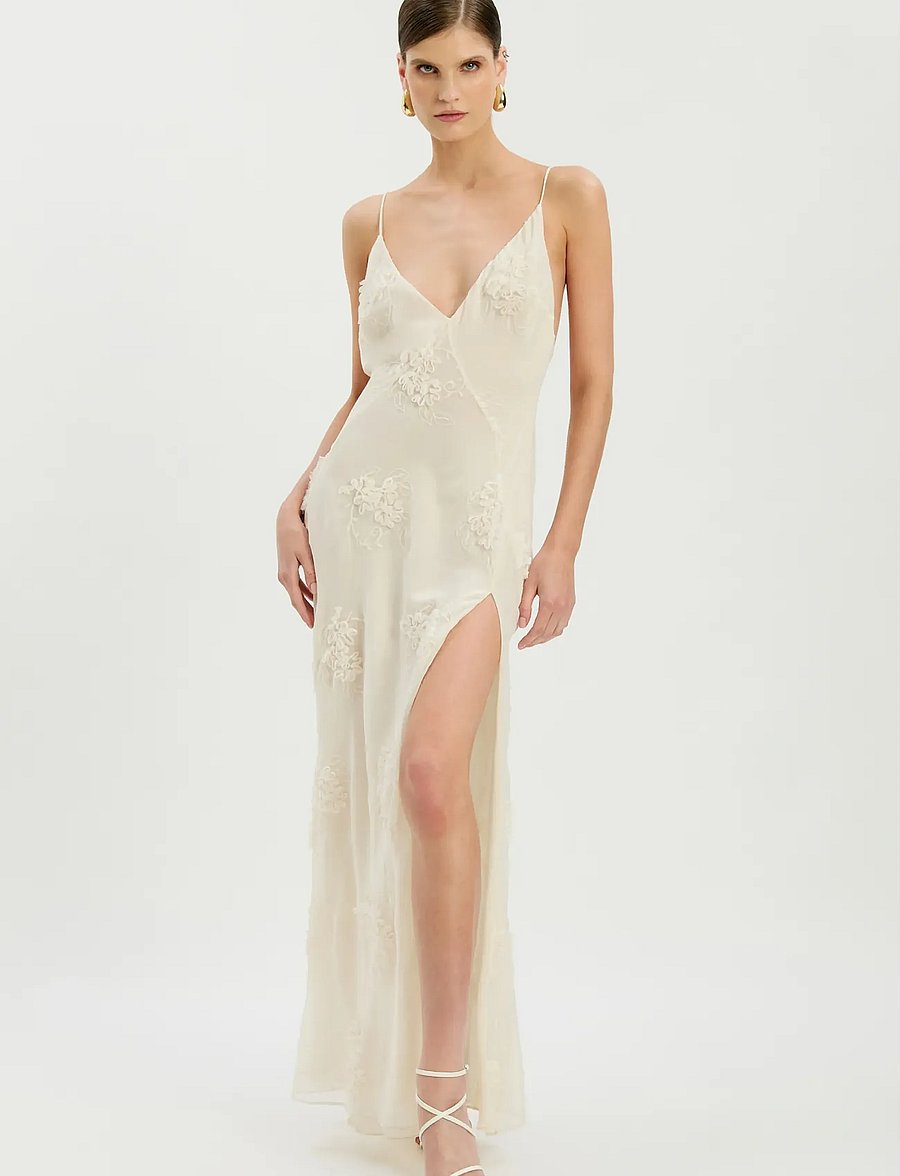 Bardot - ROMAYA V NECK MAXI DRESS - aftenkjoler - ivory - 0
