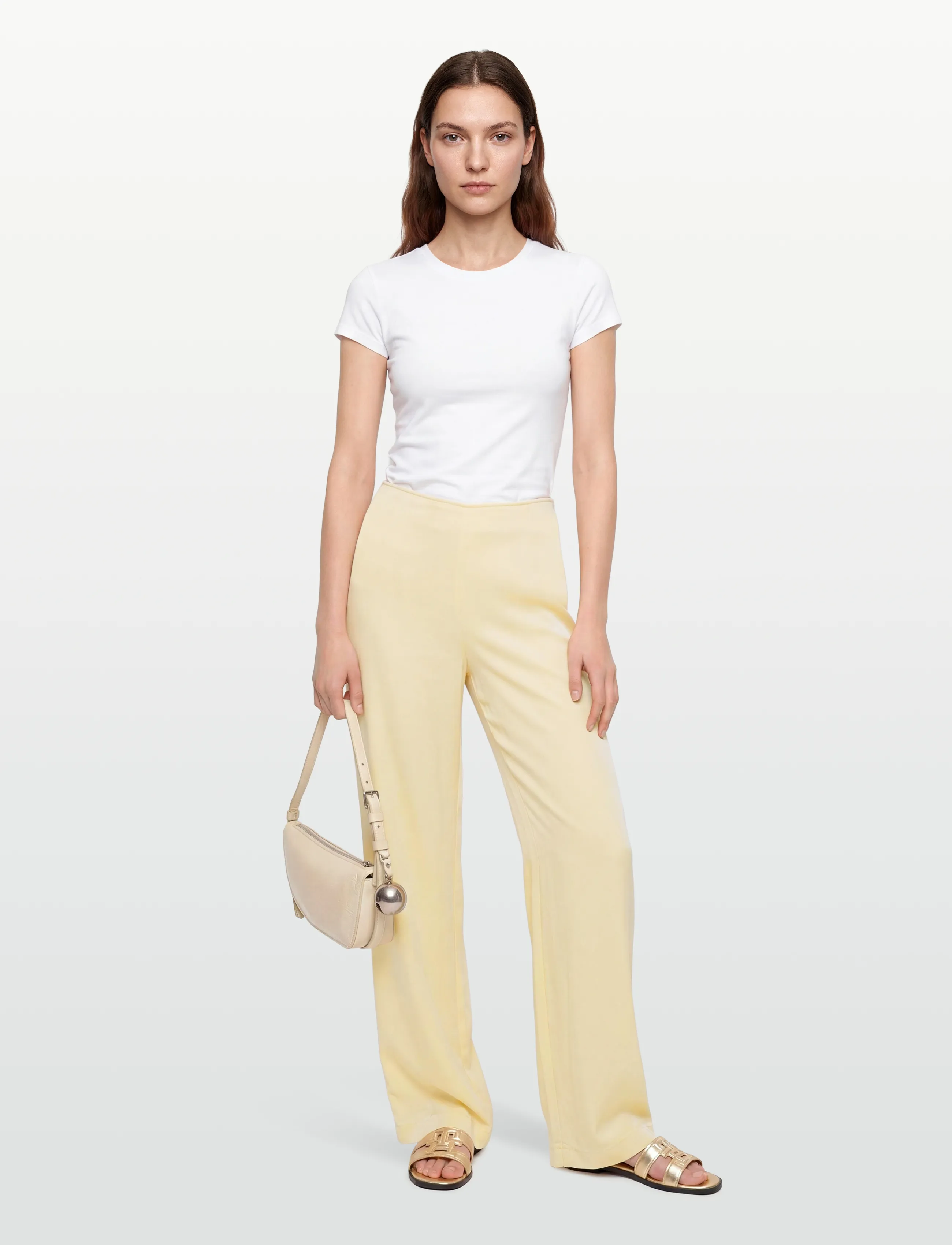 Bardot DEVIN MID RISE SATIN PANT - Hosen mit weitem Bein - BUTTERCUP / yellow