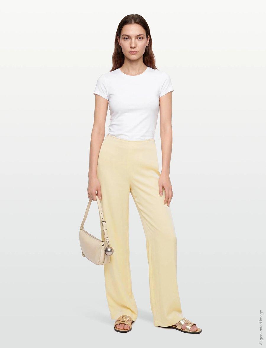 Bardot - DEVIN MID RISE SATIN PANT - hosen mit weitem bein - buttercup - 0