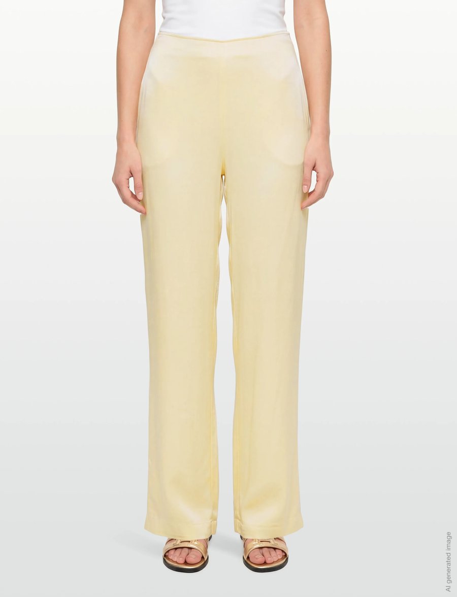 Bardot - DEVIN MID RISE SATIN PANT - hosen mit weitem bein - buttercup - 3