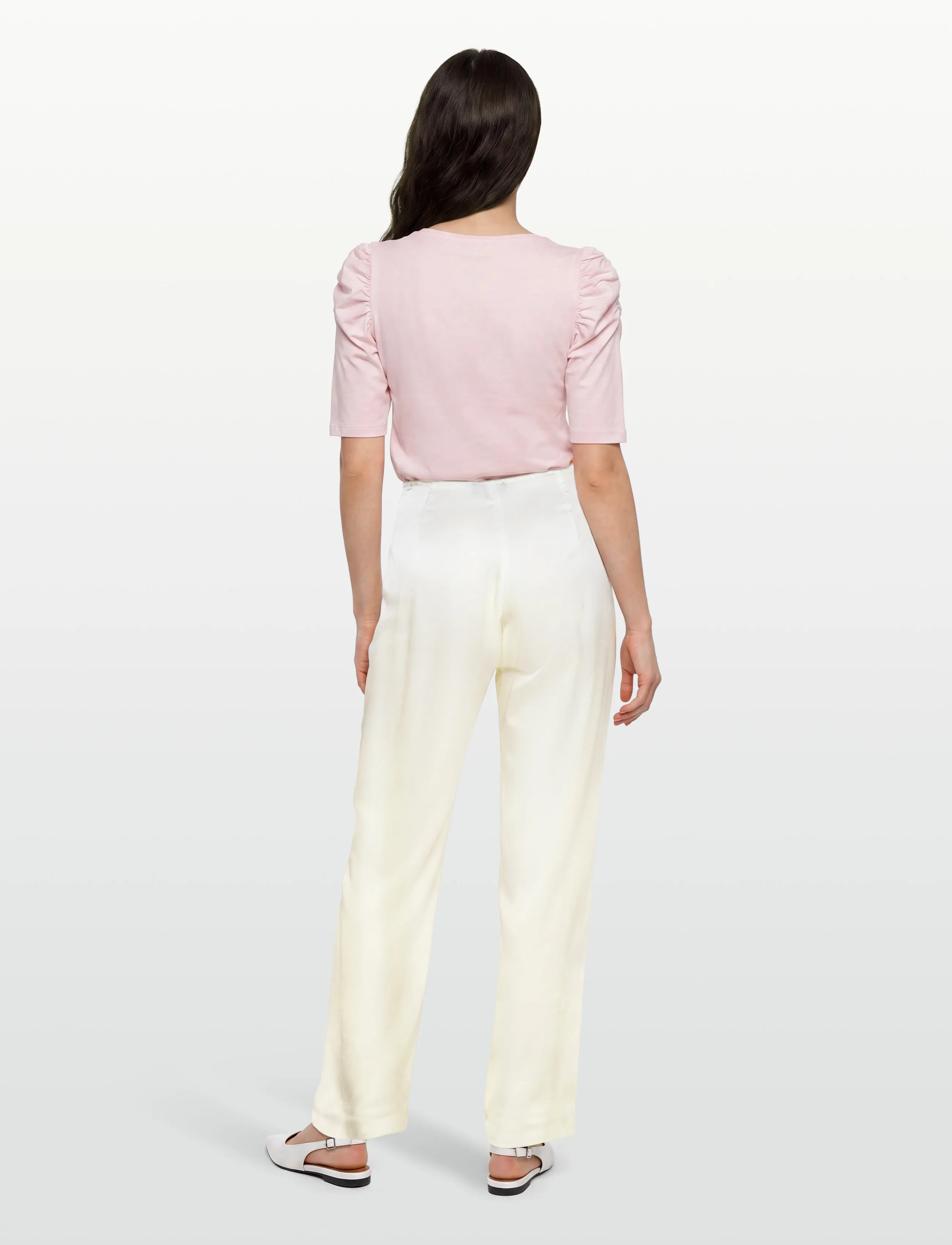 Bardot - DEVIN MID RISE SATIN PANT - hosen mit weitem bein - orchid wht - 4