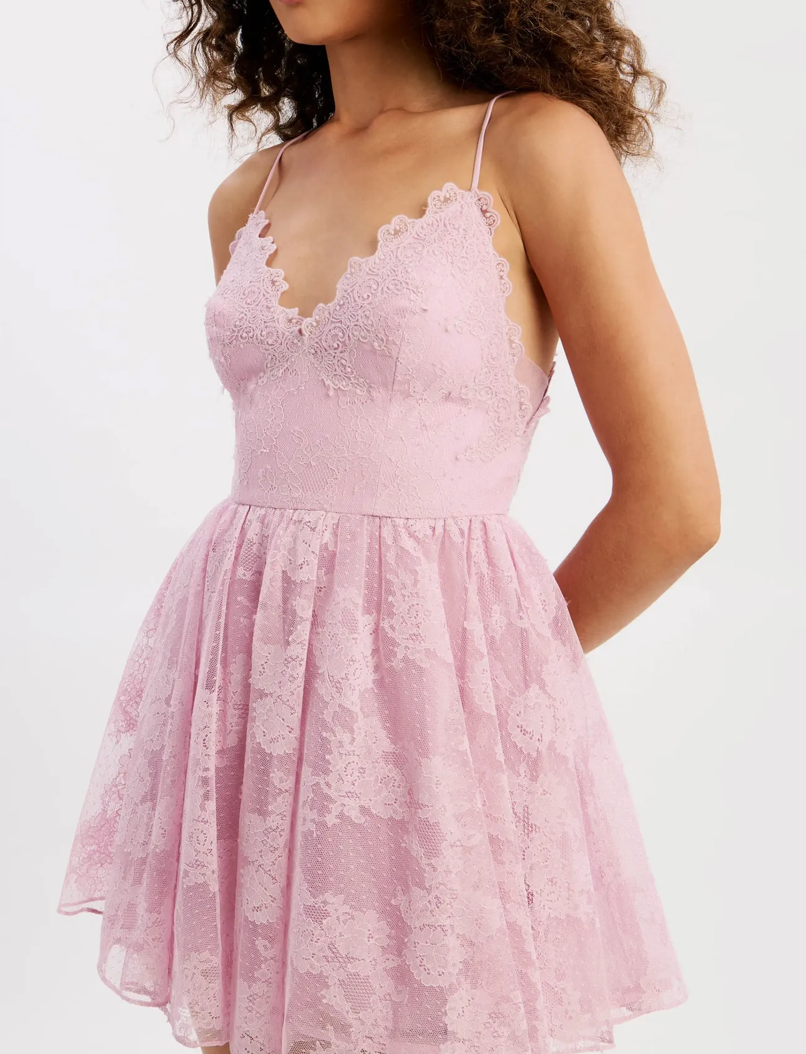 Bardot Orelia Lace Mini Dress, 38, Dresses, Rosa - Short Frauen