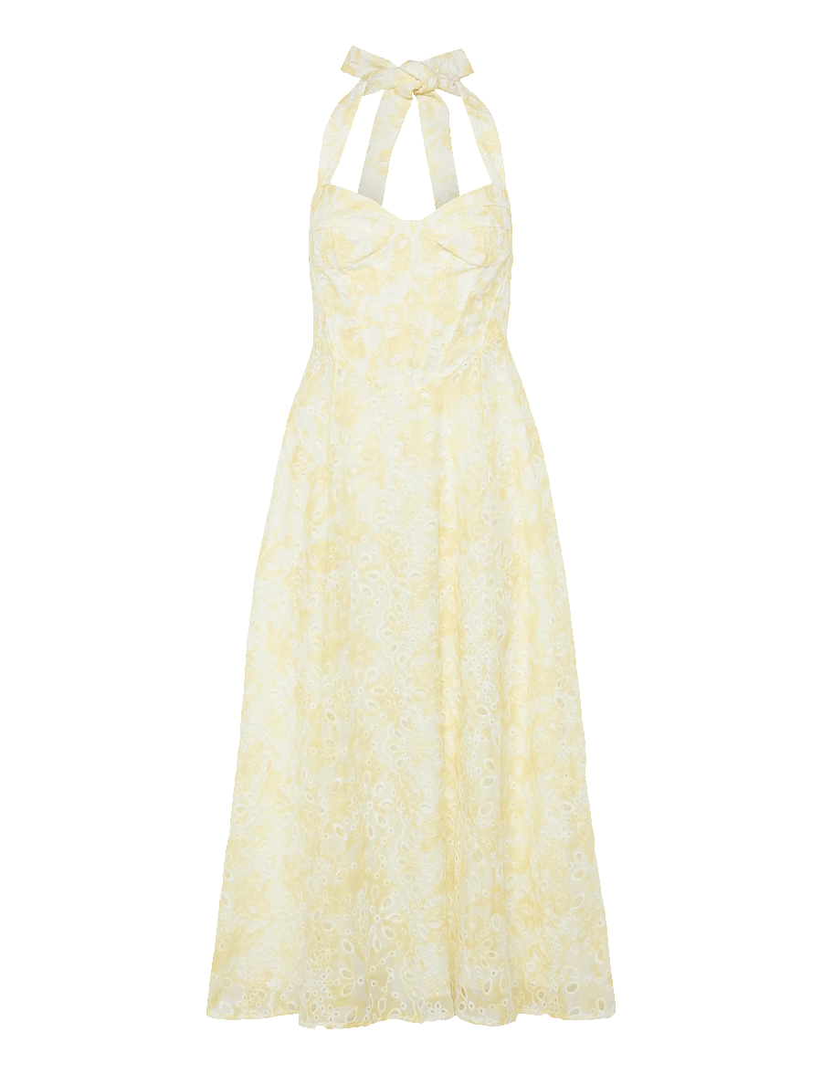 Bardot - POLLIE HALTER MIDI DRESS - midi dresses - yellow flr - 1