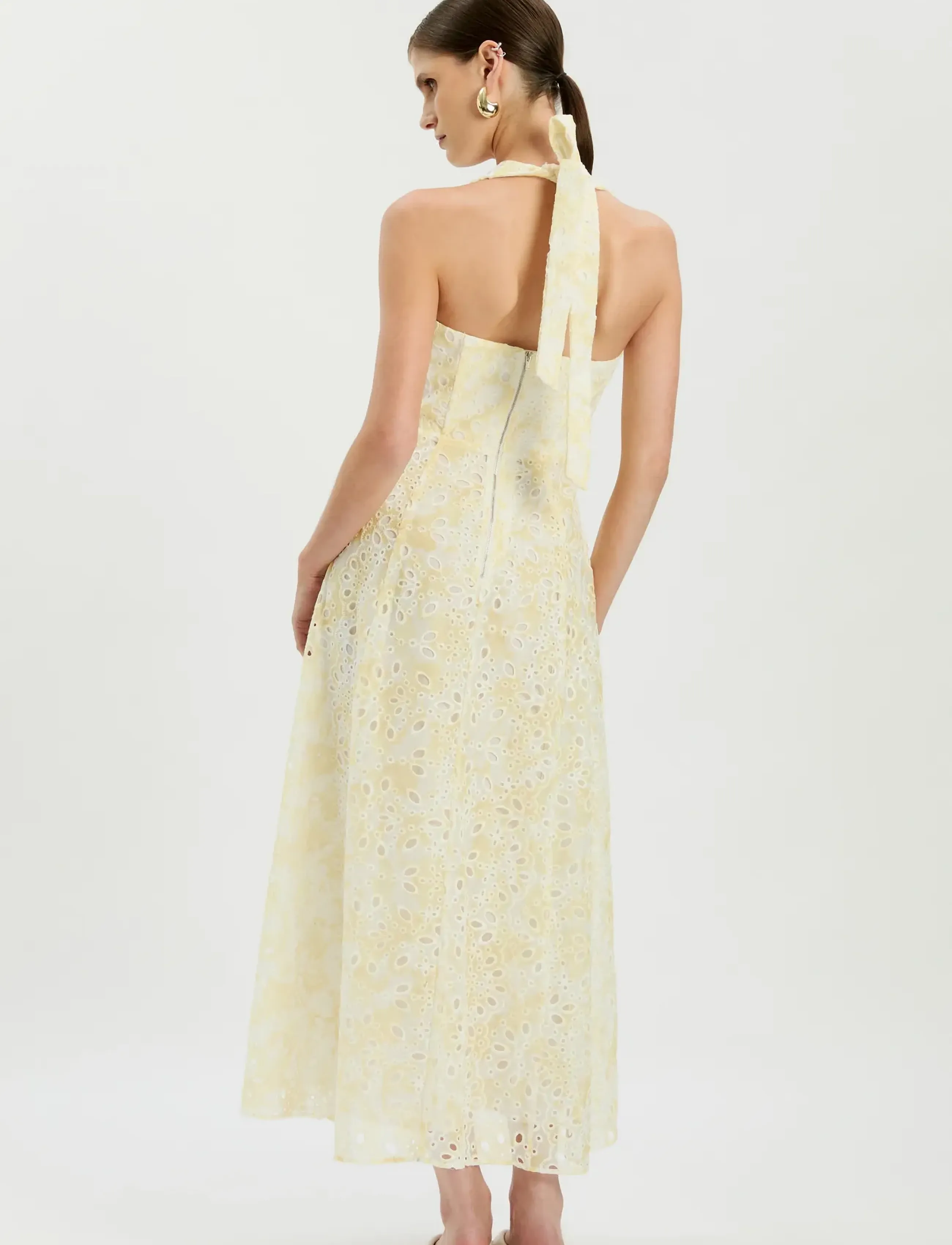 Bardot Pollie Halter Midi Dress, M, Yellow, Kjoler > Knælange Og Midi, Dame