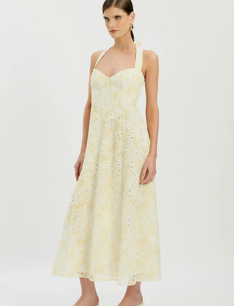 Bardot - POLLIE HALTER MIDI DRESS - midi dresses - yellow flr - 5