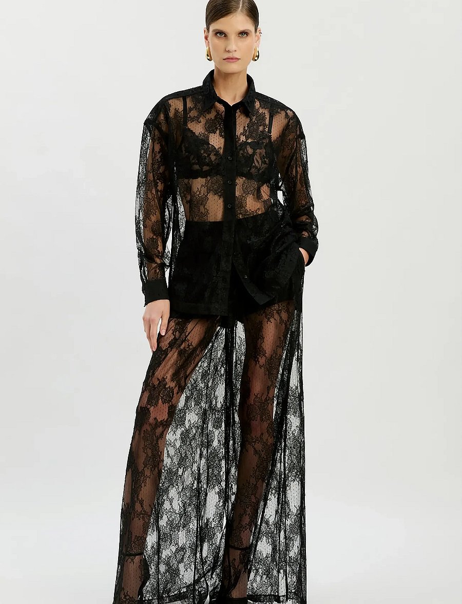 Bardot - HILDIE WIDE LEG LACE PANT - strandtøj - black - 0