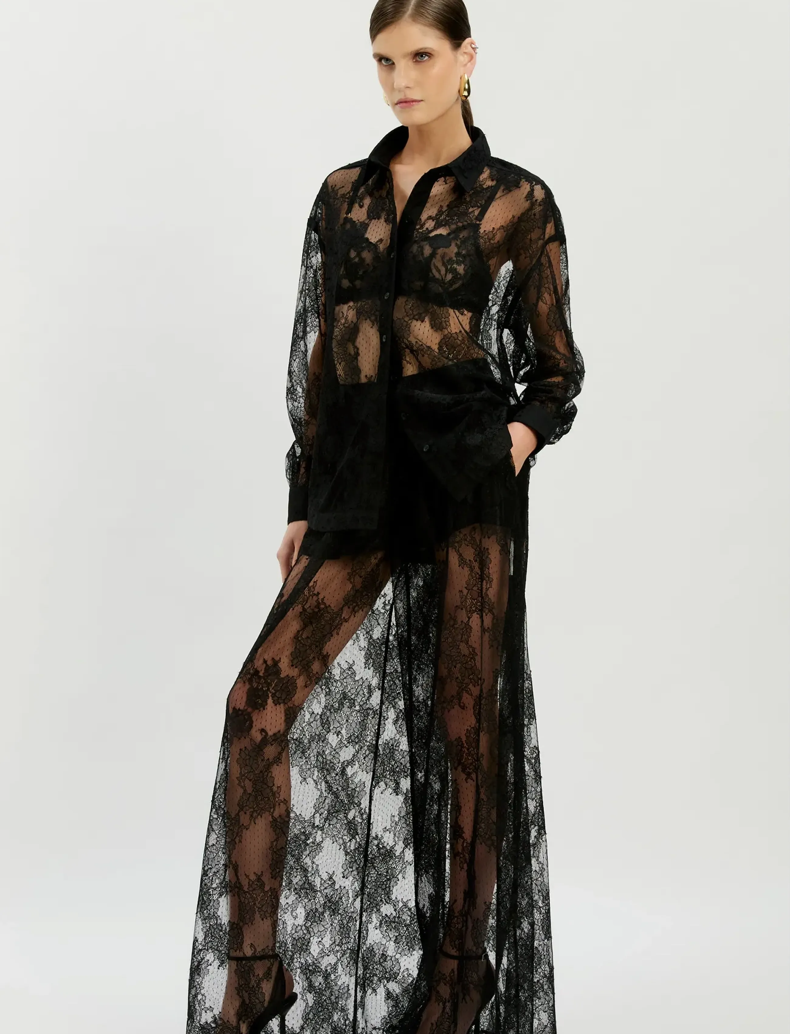 Bardot - HILDIE WIDE LEG LACE PANT - strandtøj - black - 4
