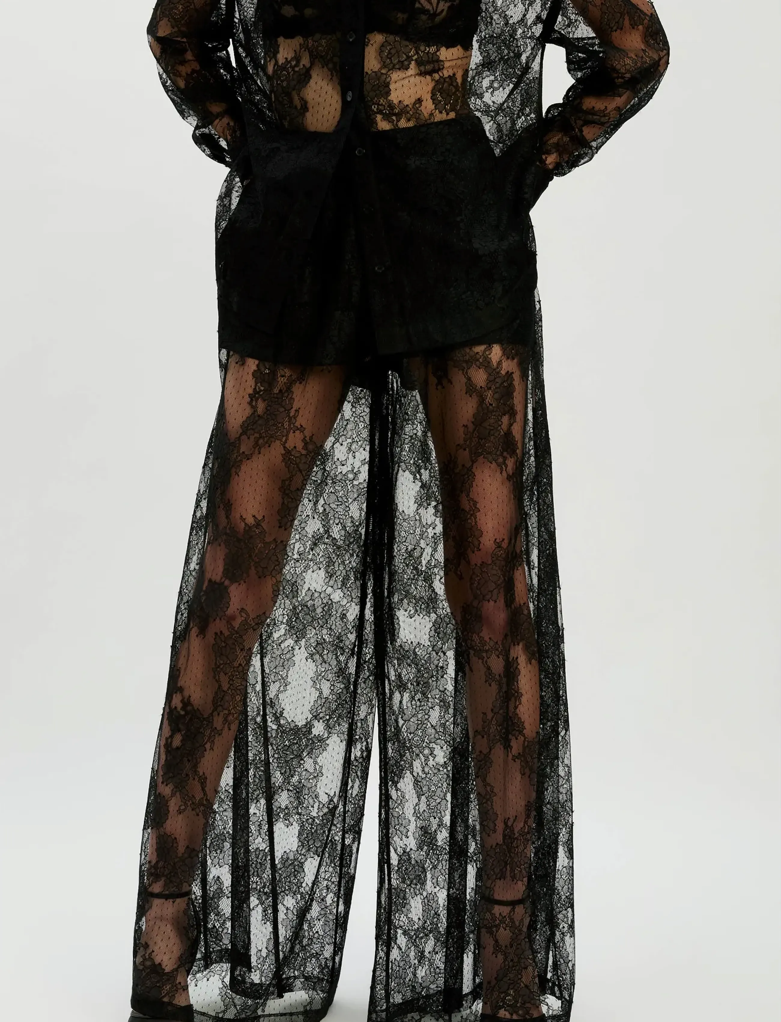 Bardot - HILDIE WIDE LEG LACE PANT - strandtøj - black - 5
