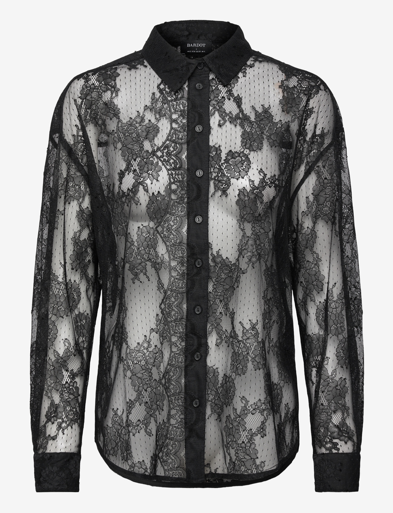 Bardot - ALEIDA OVERSIZED LACE SHIRT - långärmade blusar - black - 0
