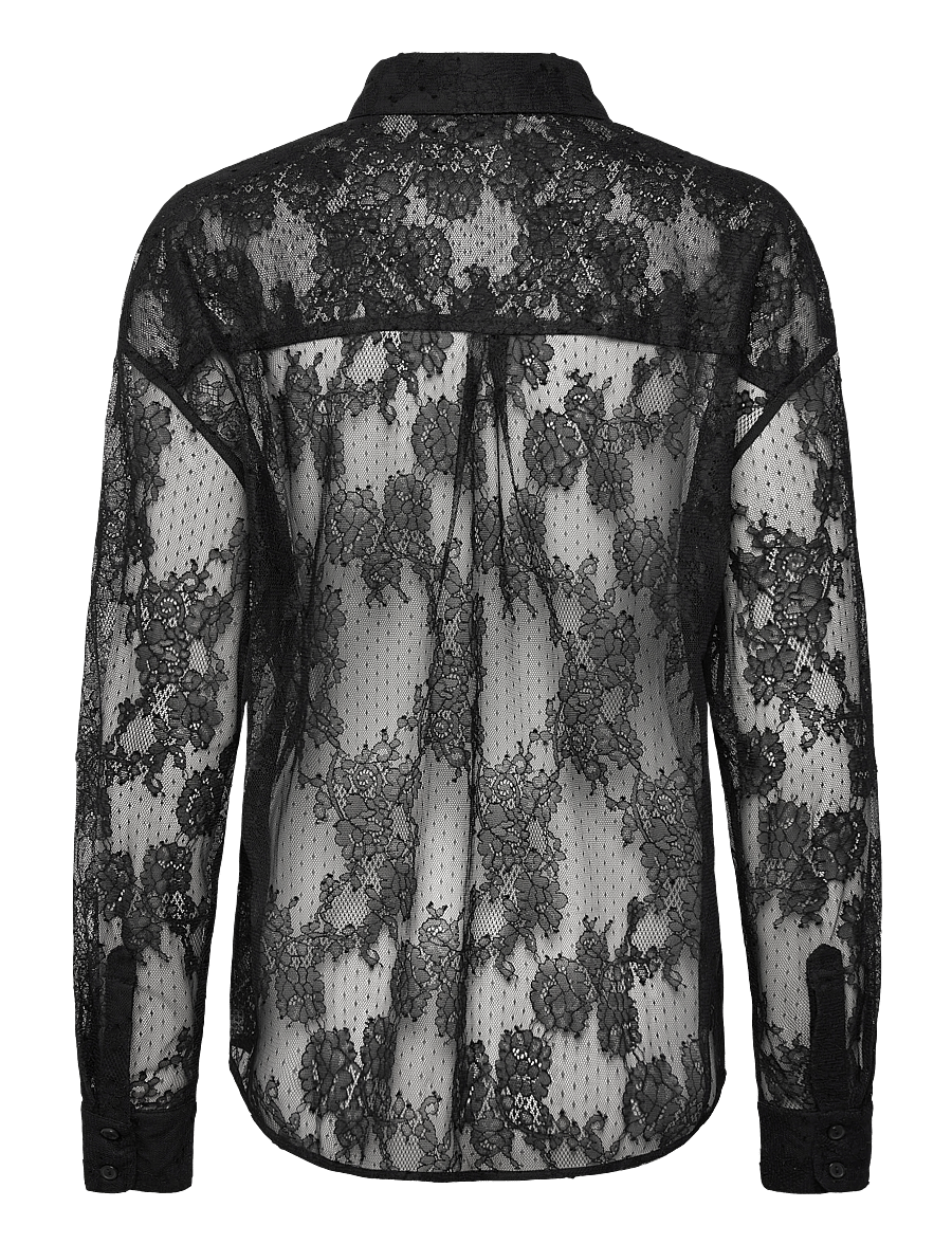 Bardot - ALEIDA OVERSIZED LACE SHIRT - langærmede bluser - black - 1