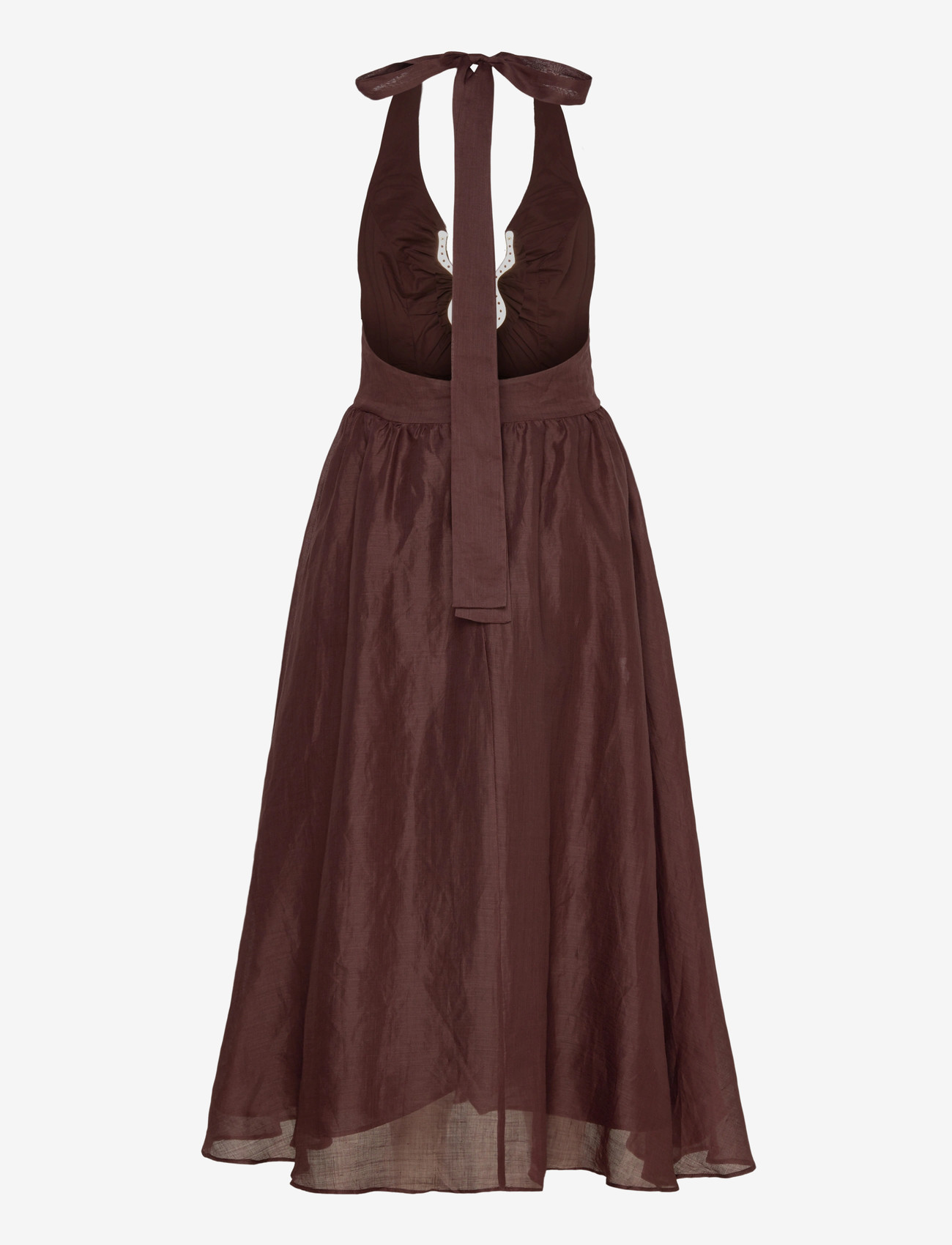 Bardot - CAVARLY RAMIE HALTER DRESS - maxiklänningar - chocolate - 1
