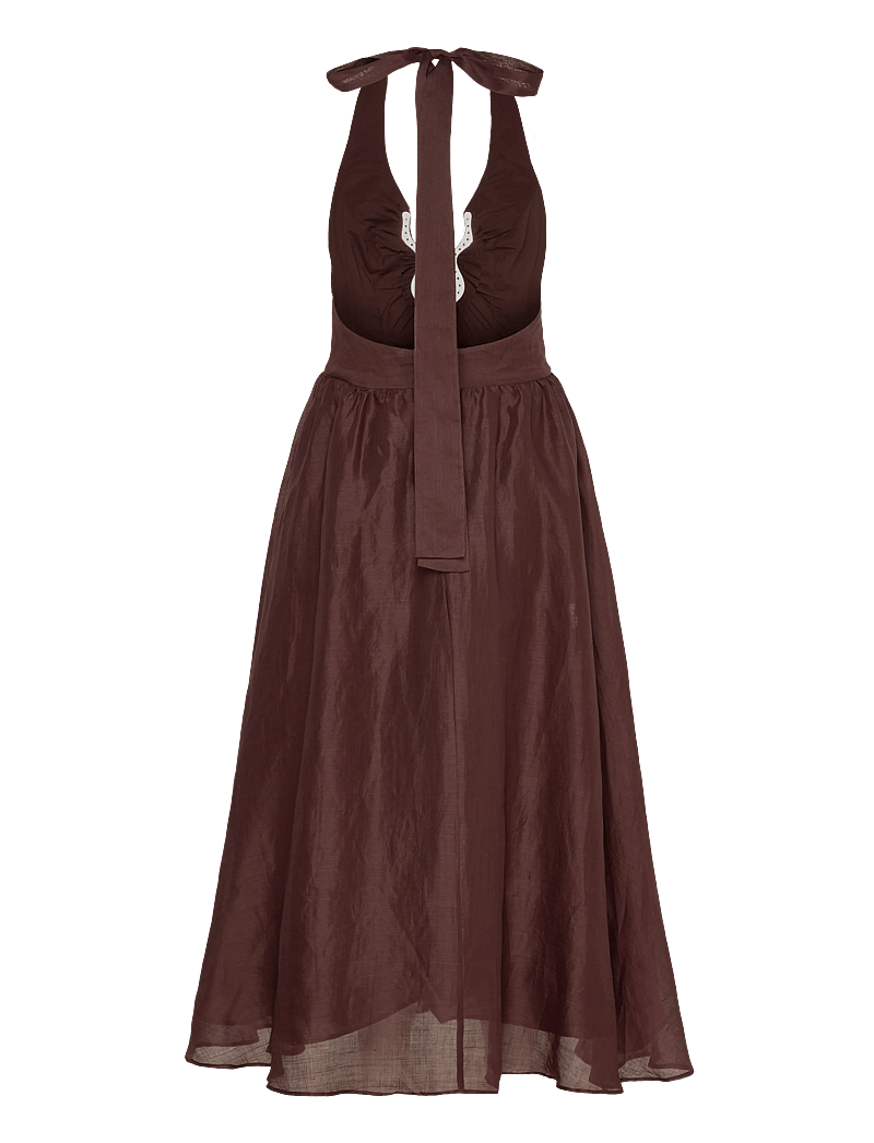 Bardot - CAVARLY RAMIE HALTER DRESS - maxiklänningar - chocolate - 1