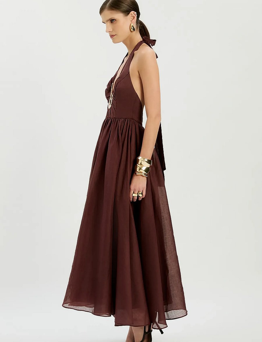 Bardot - CAVARLY RAMIE HALTER DRESS - maxi kjoler - chocolate - 3