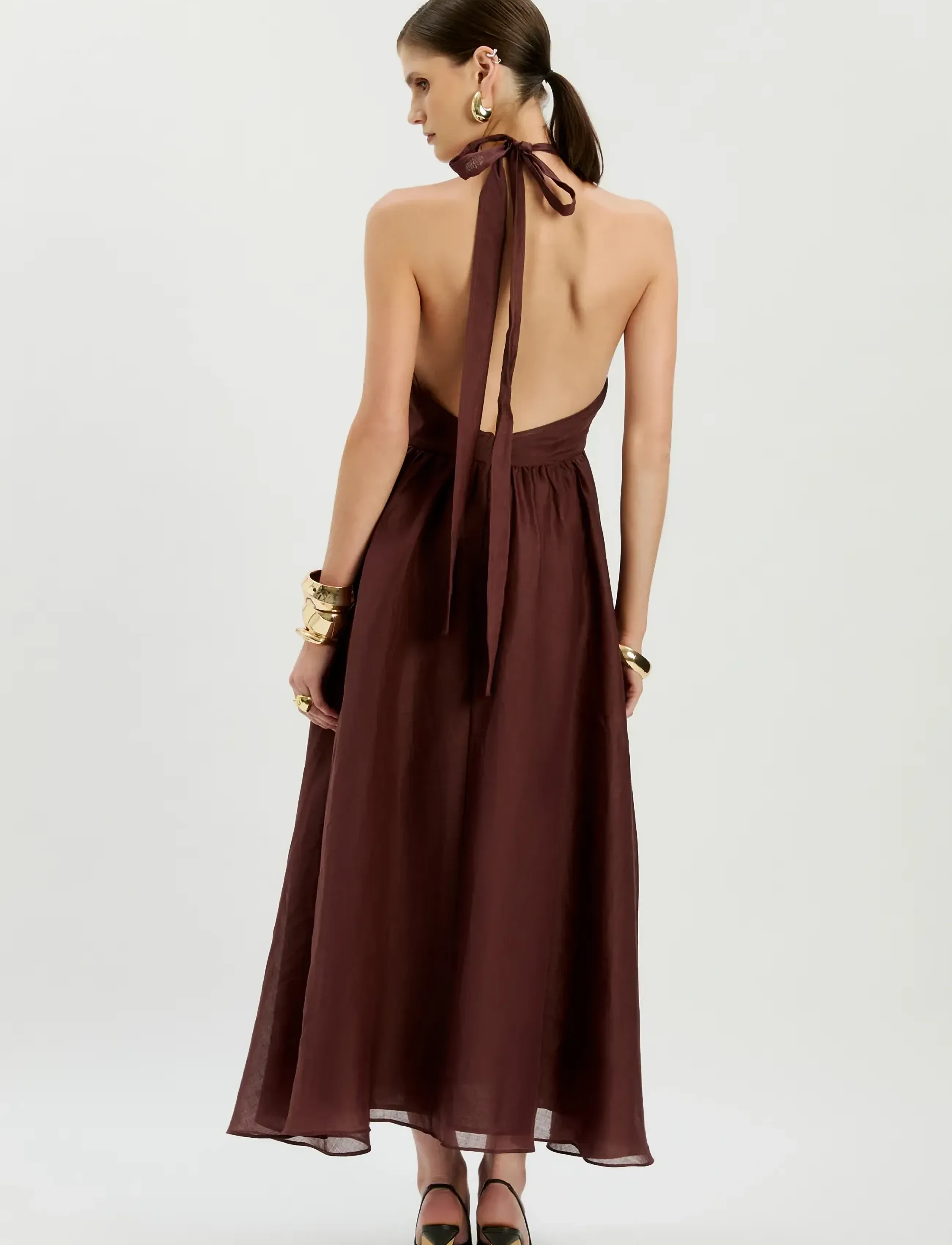 Bardot - CAVARLY RAMIE HALTER DRESS - robes longues - chocolate - 4