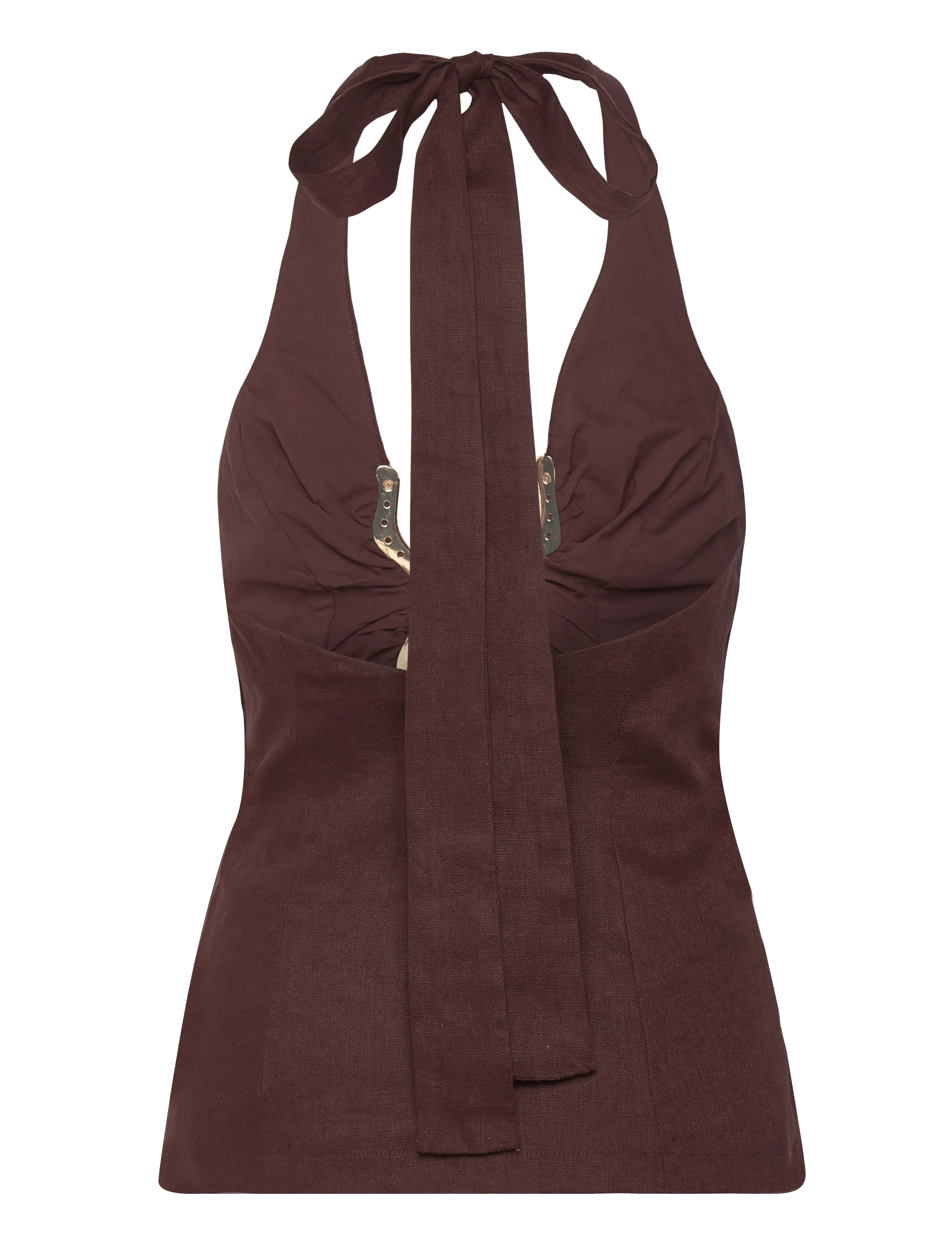 Bardot - CAVARLY LINEN HALTER TOP - special occasions - chocolate - 2