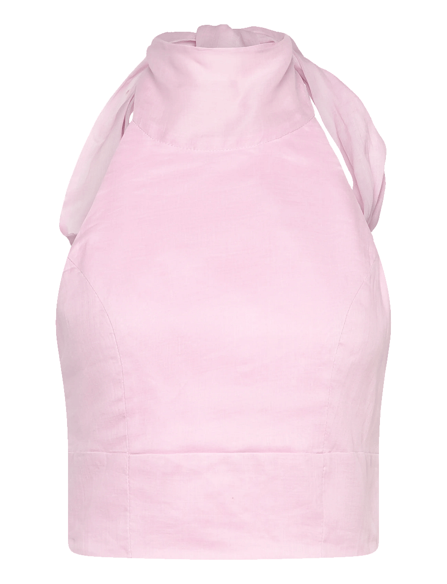 Bardot - HARLOW NECK TIE RAMIE TOP - Ærmeløse bluser - bliss pink - 1