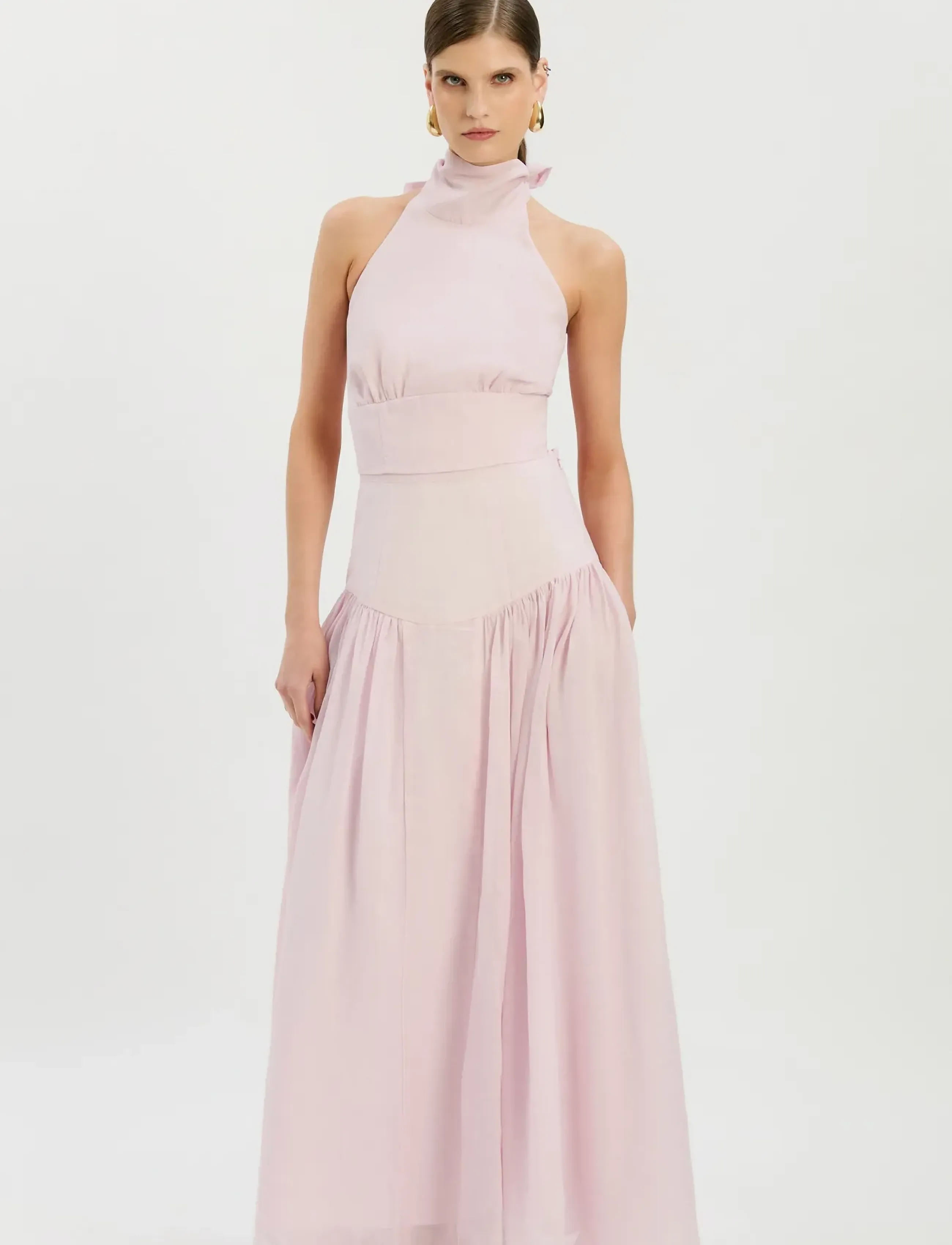 Bardot Harlow Neck Tie Ramie Top, 36, Blouses, Rosa - Sleeveless, Frauen