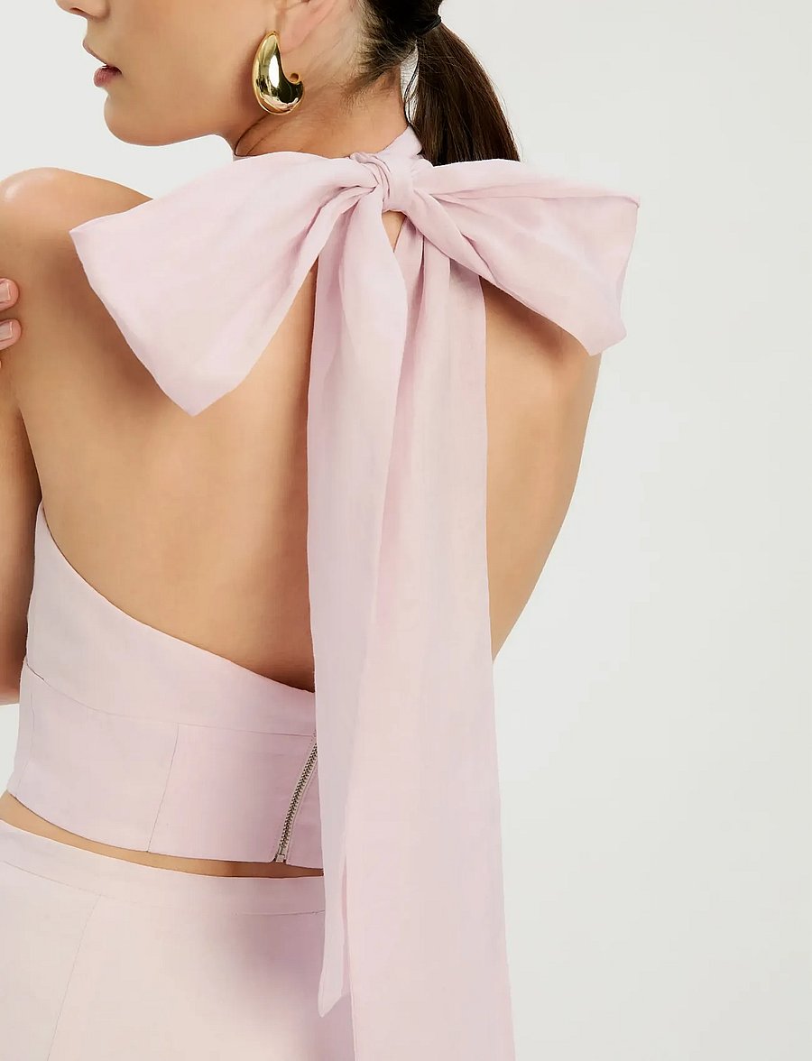 Bardot - HARLOW NECK TIE RAMIE TOP - Ærmeløse bluser - bliss pink - 5