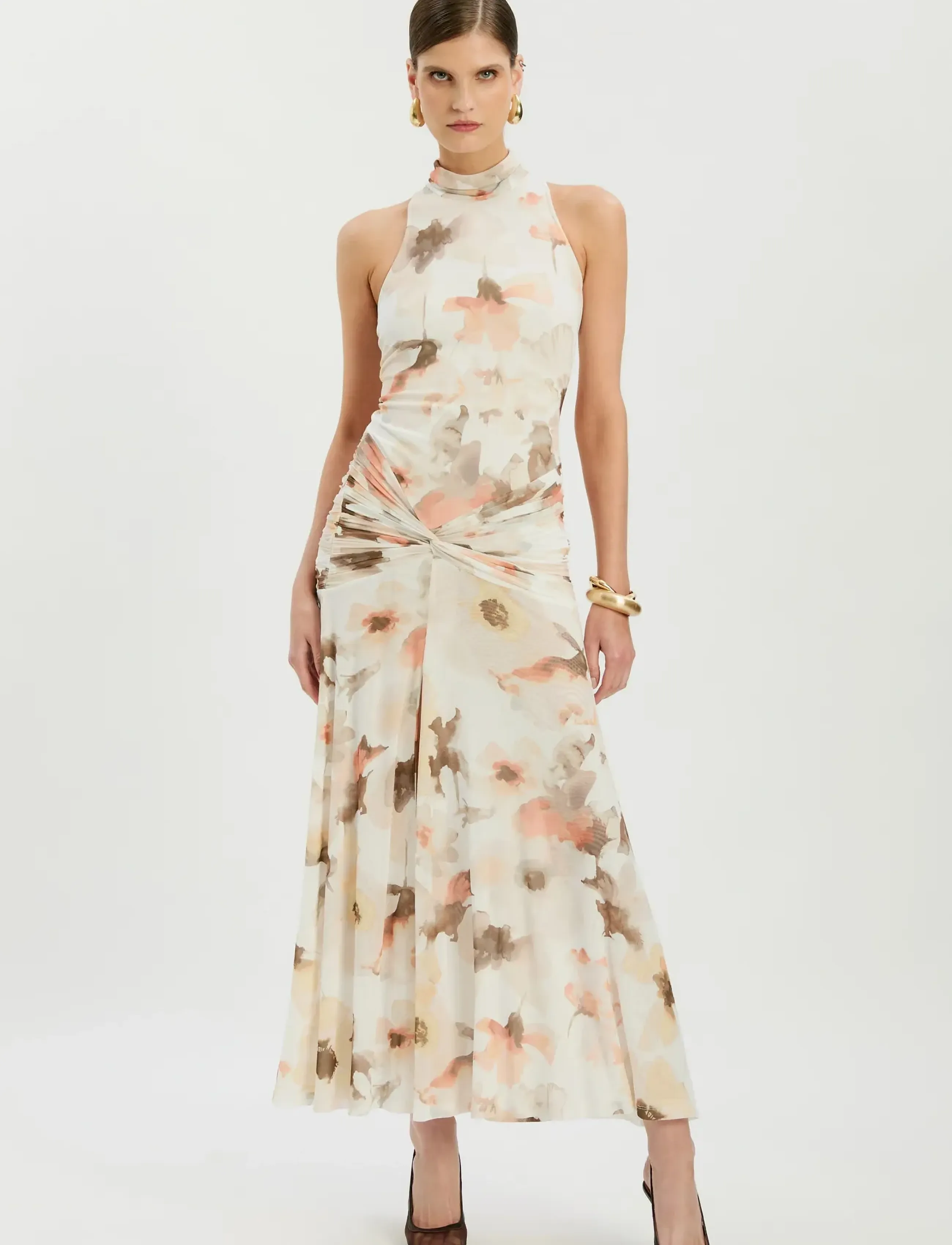 Bardot Leanna Mesh Midi Dress, S, Multi/patterned, Kjoler > Maxikjole, Dame